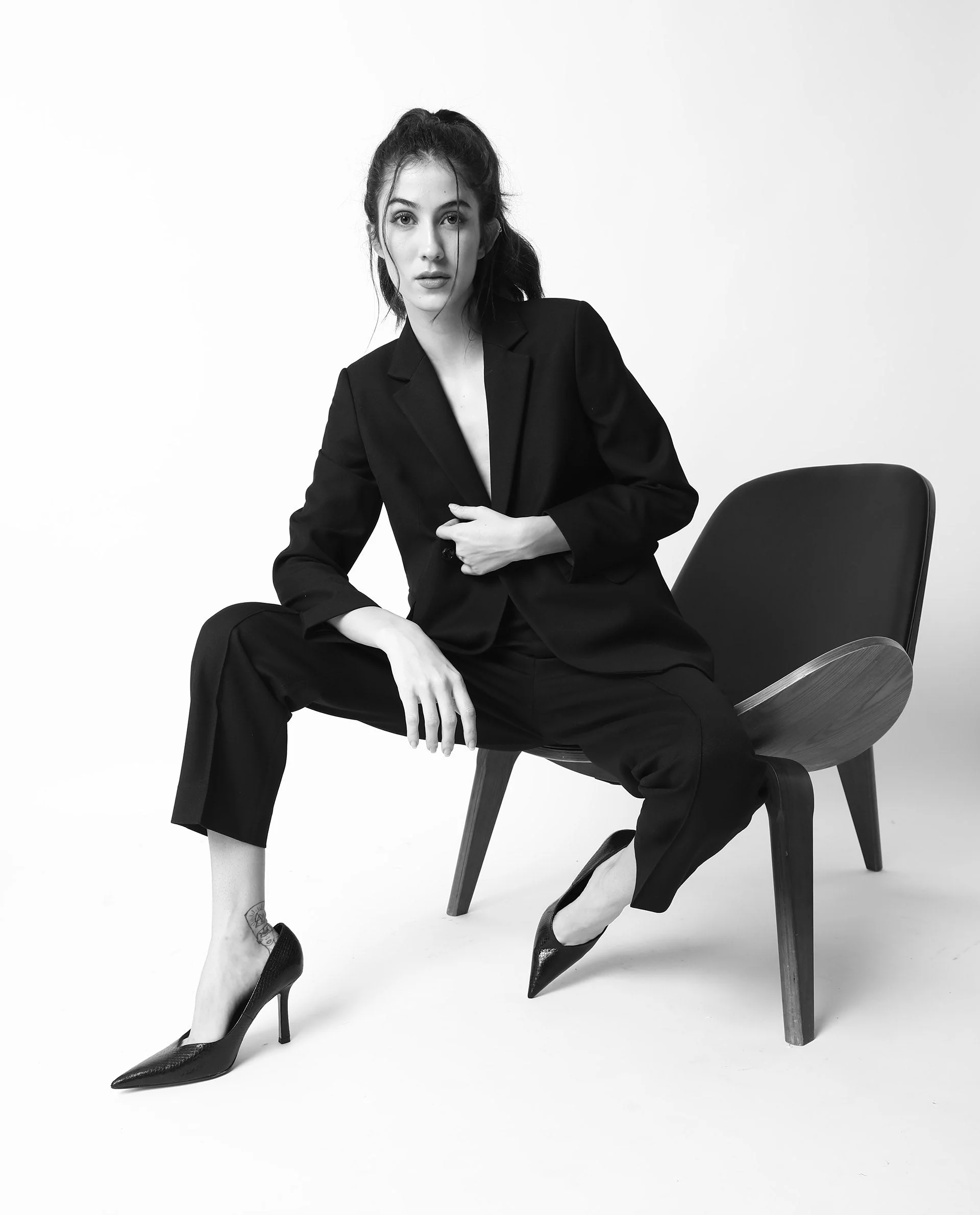 Rareism Womens Yara Black Blazer Poly Viscose Elastane Fabric Regular Fit Full Sleeve Lapel Neck - Image 11