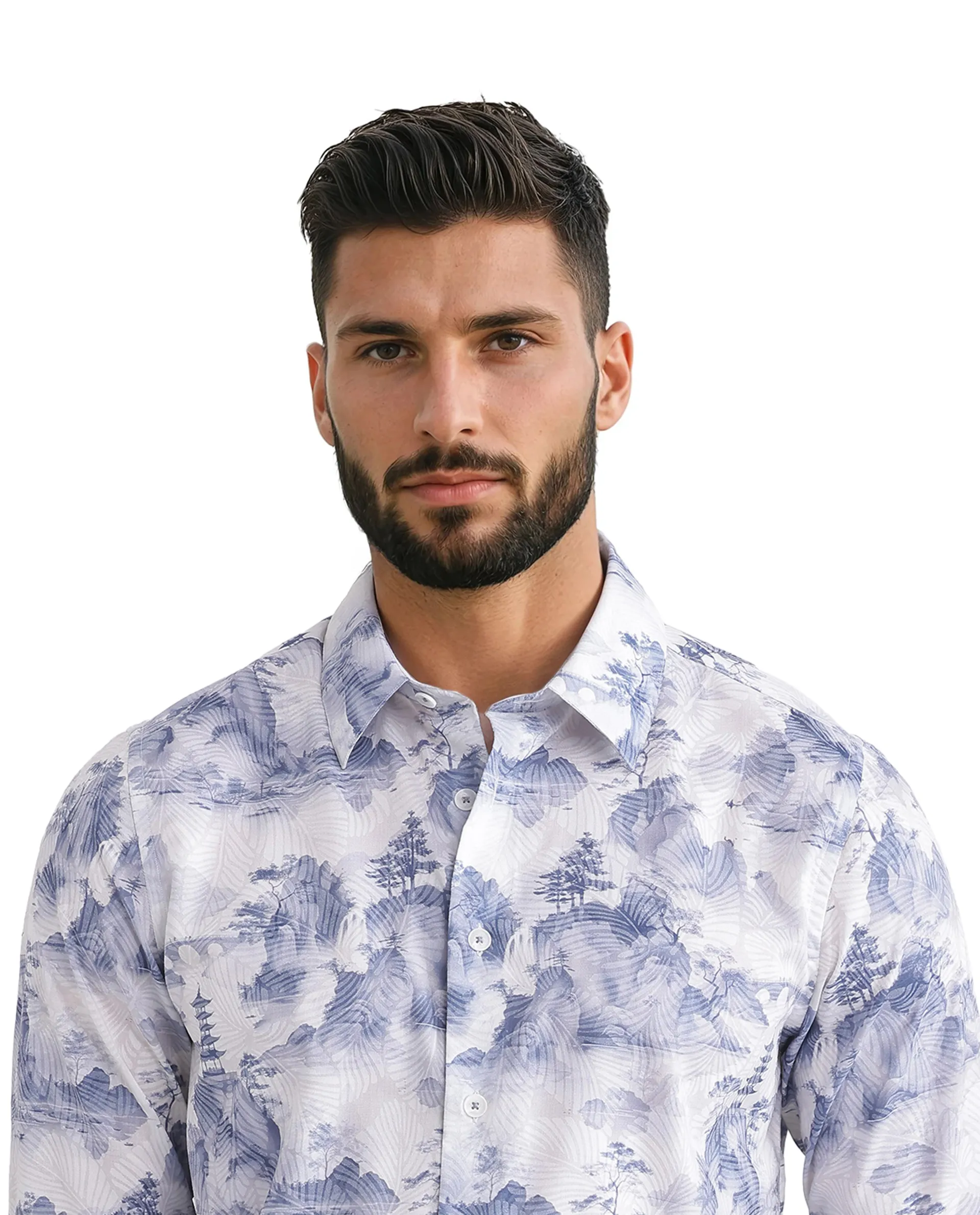 Rare Rabbit Men's Yashi Off White Cotton Abstract Print Regular Fit Full Sleeve Collared Shirt - Image 8