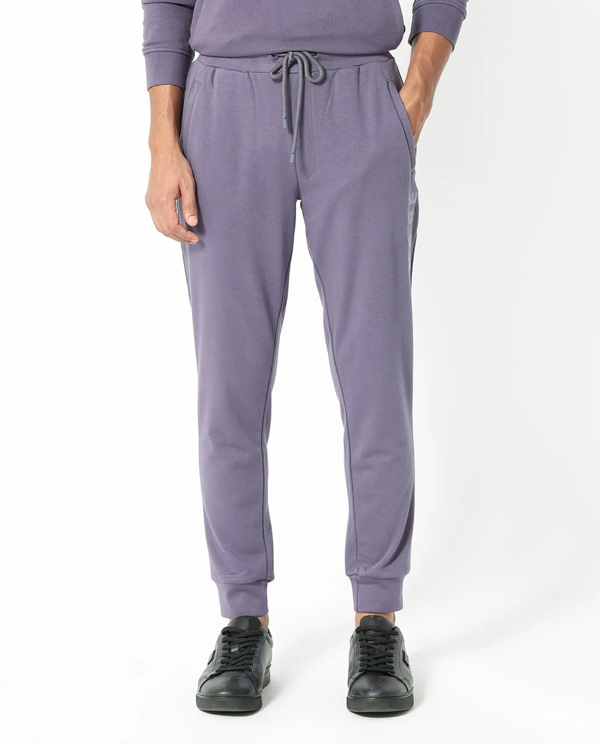 Rare Rabbit Men's Yazu Purple Cotton Embroidered Regular Fit Track Pant - Image 10