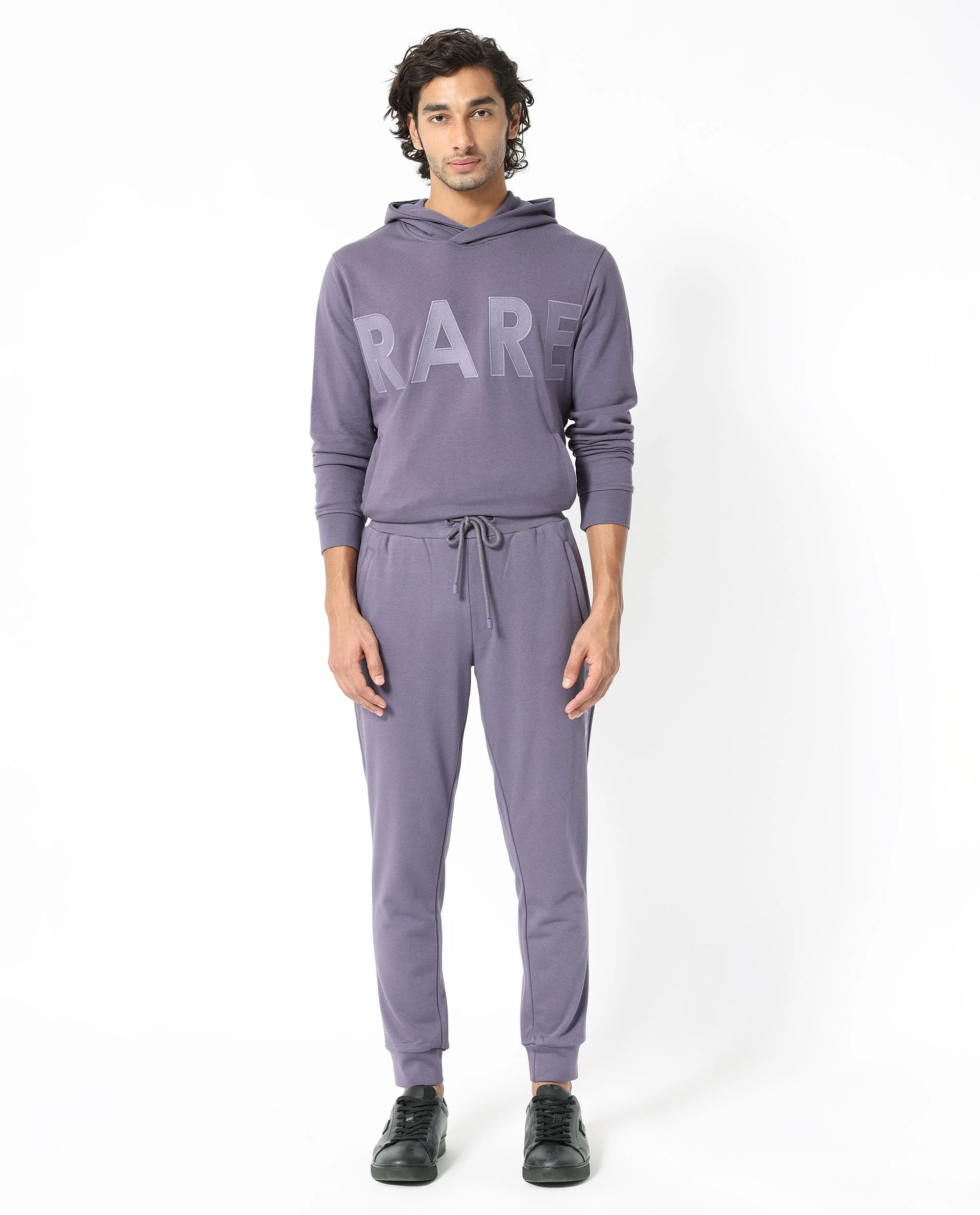 Rare Rabbit Men's Yazu Purple Cotton Embroidered Regular Fit Track Pant - Image 5