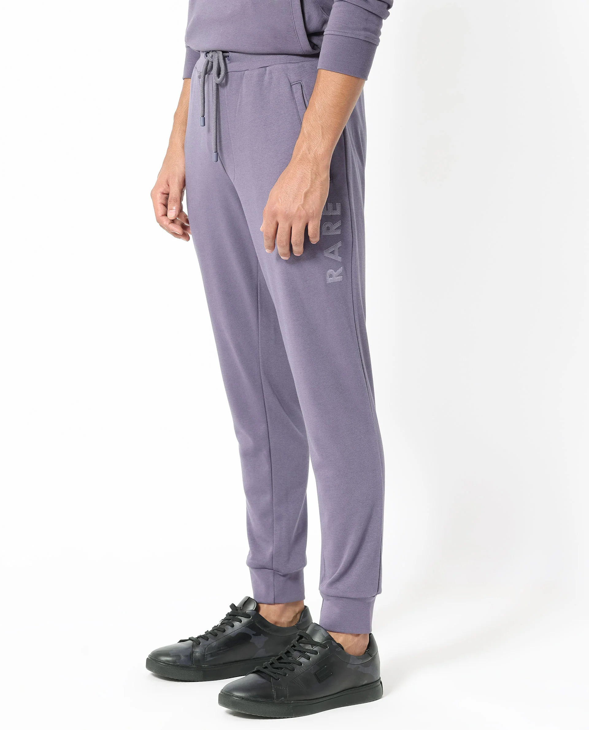 Rare Rabbit Men's Yazu Purple Cotton Embroidered Regular Fit Track Pant - Image 8