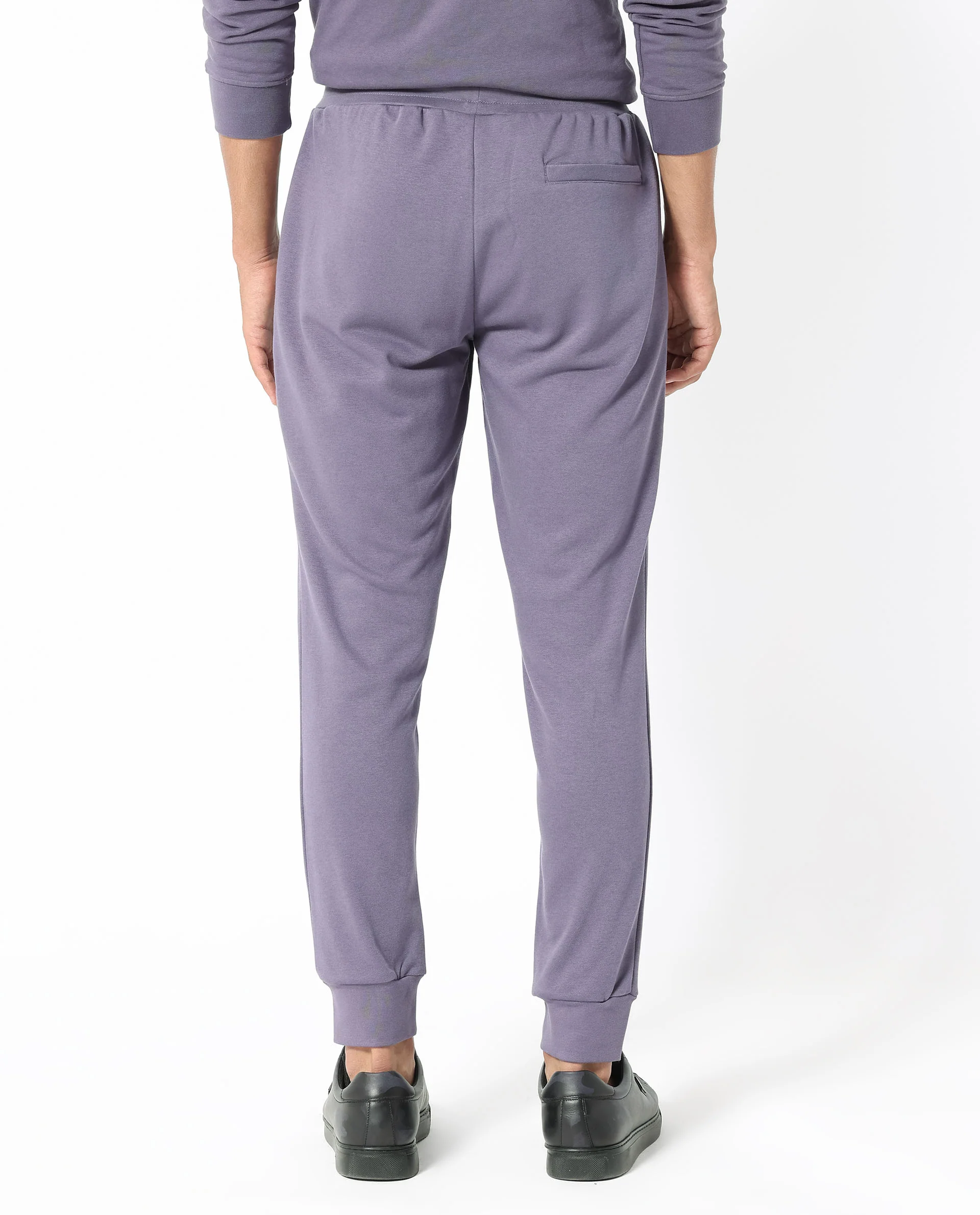 Rare Rabbit Men's Yazu Purple Cotton Embroidered Regular Fit Track Pant - Image 9