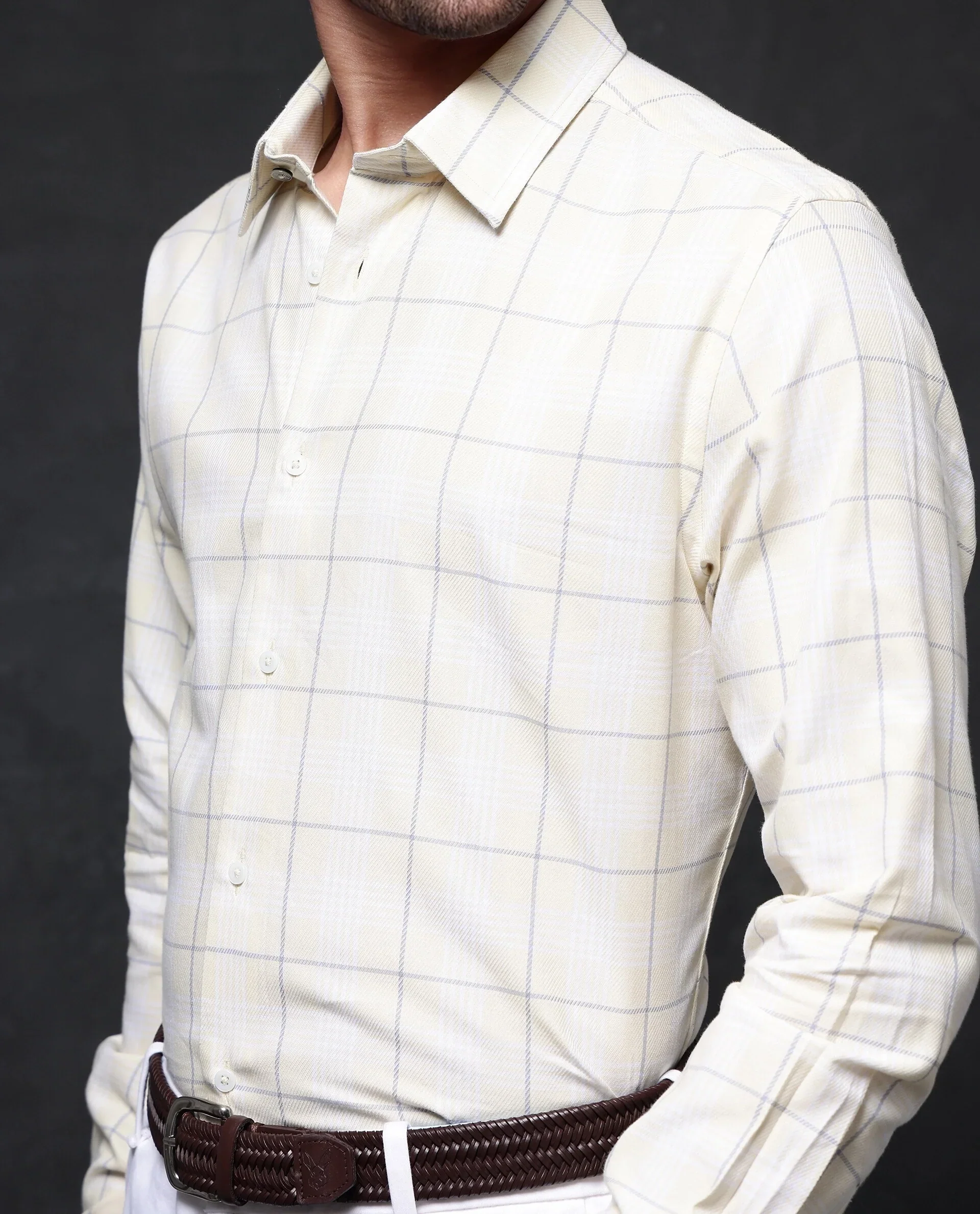 Rare Rabbit Men's Yelt Yellow Cotton Checked Print Regular Fit Full Sleeve Collared Shirt - Image 7