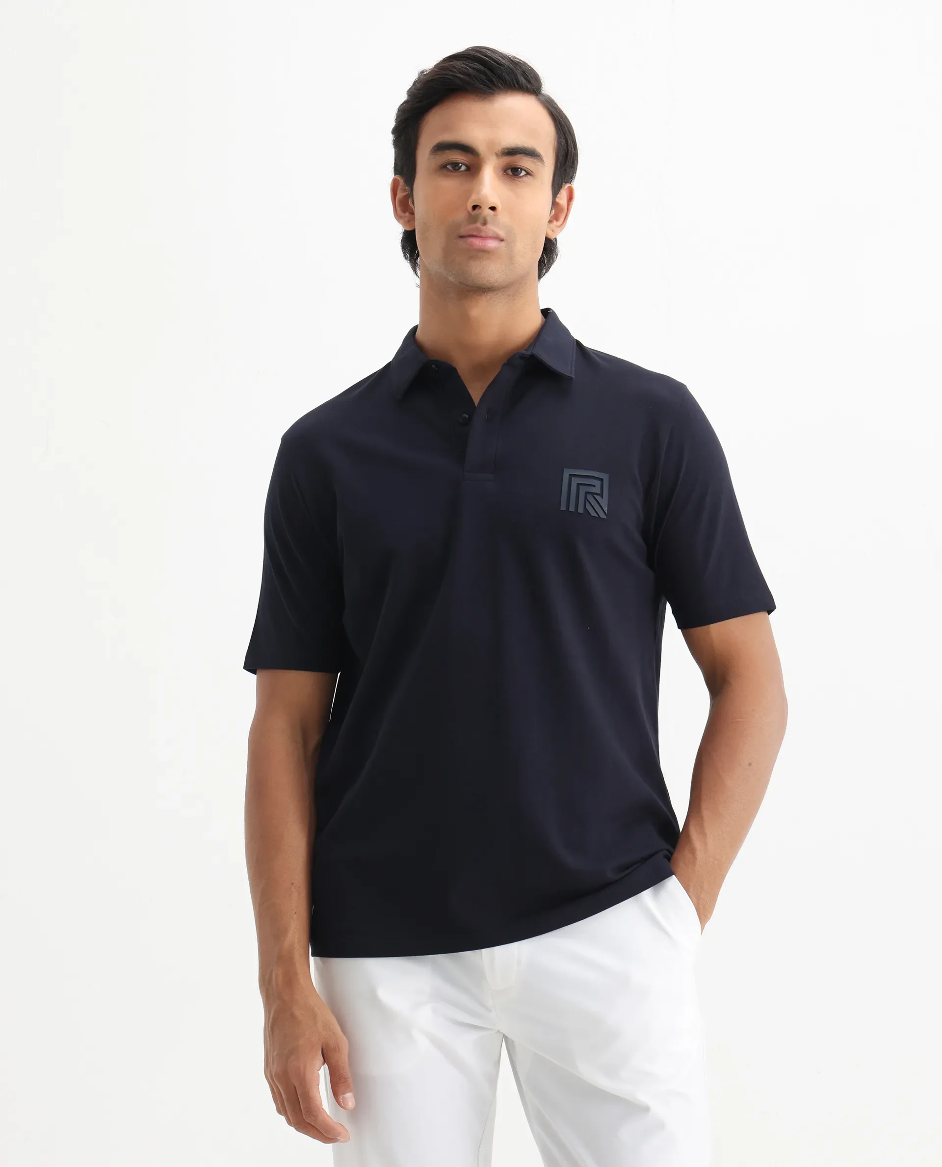 Rare Rabbit Men's Plain Regular Fit Half Sleeve Polo - Image 3
