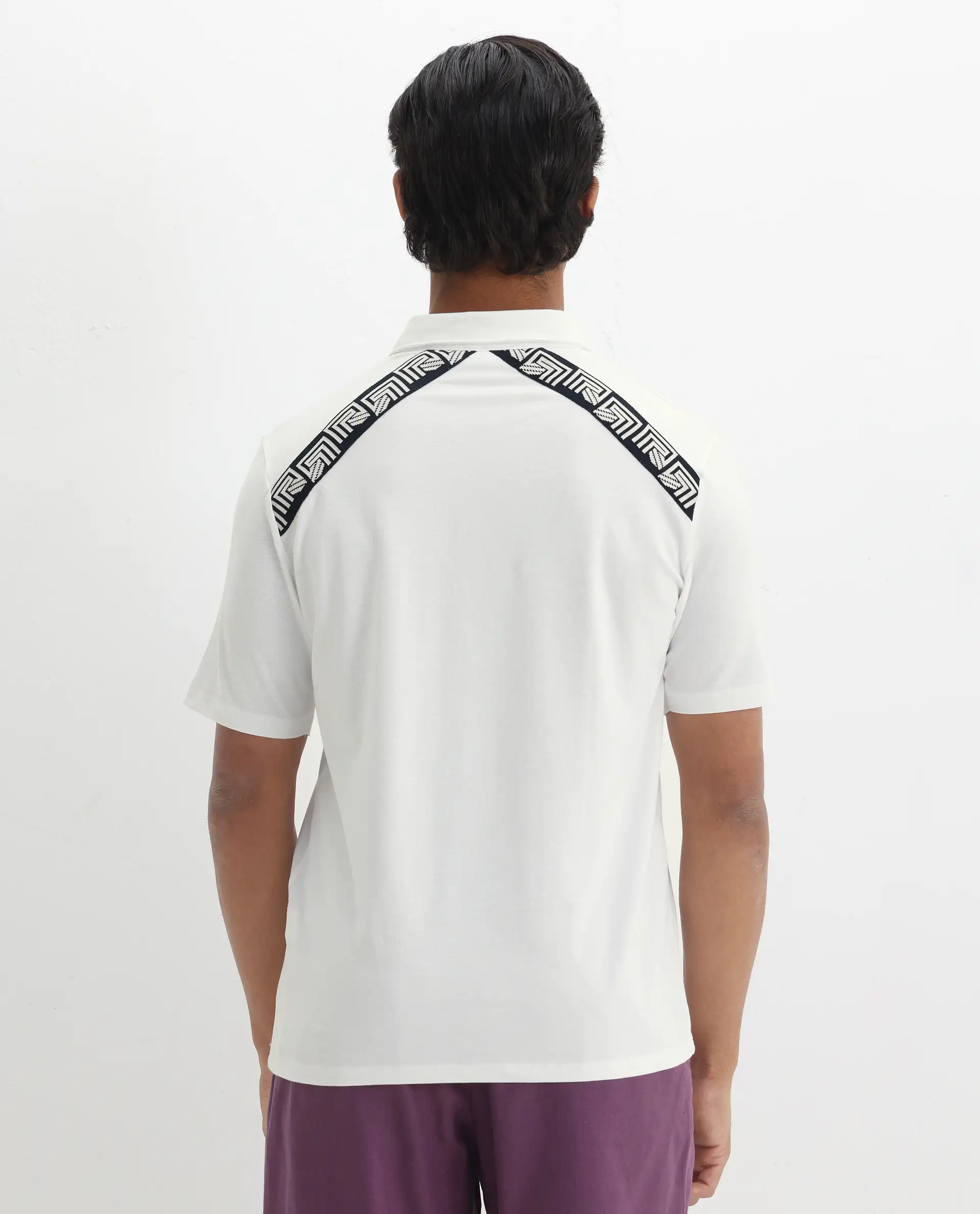 Rare Rabbit Men's Yobo White Plain Regular Fit Half Sleeve Polo - Image 8