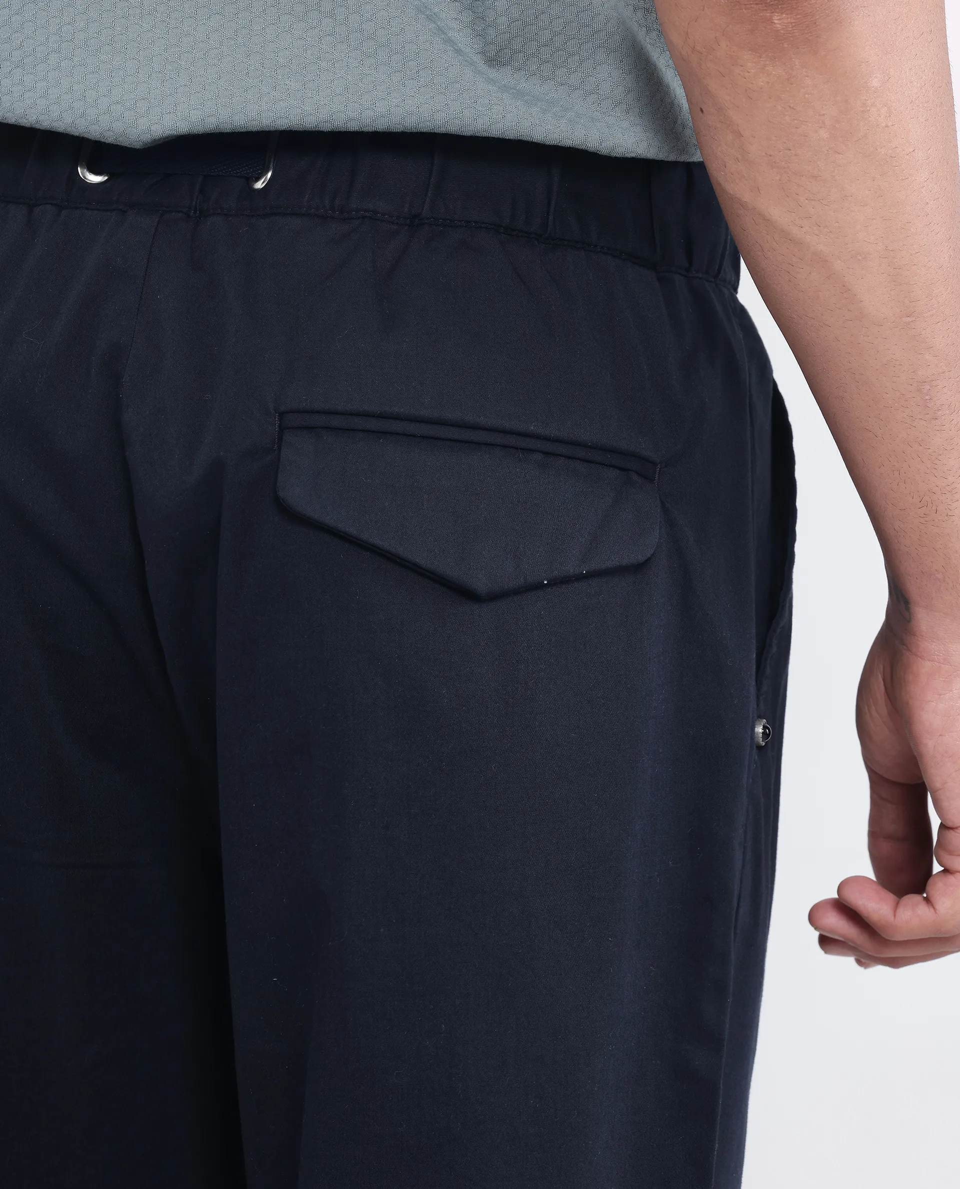 Rare Rabbit Men's Yocko Navy Cotton Blend Plain Baggy Fit Trouser - Image 9