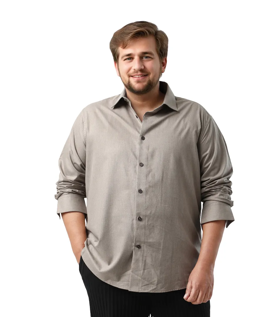 Rare Rabbit Men's Yok Big Dark Beige Cotton Poly Fabric Full Sleeve Spread Collar Button Closure Regular Fit Plain Shirt - Image 4