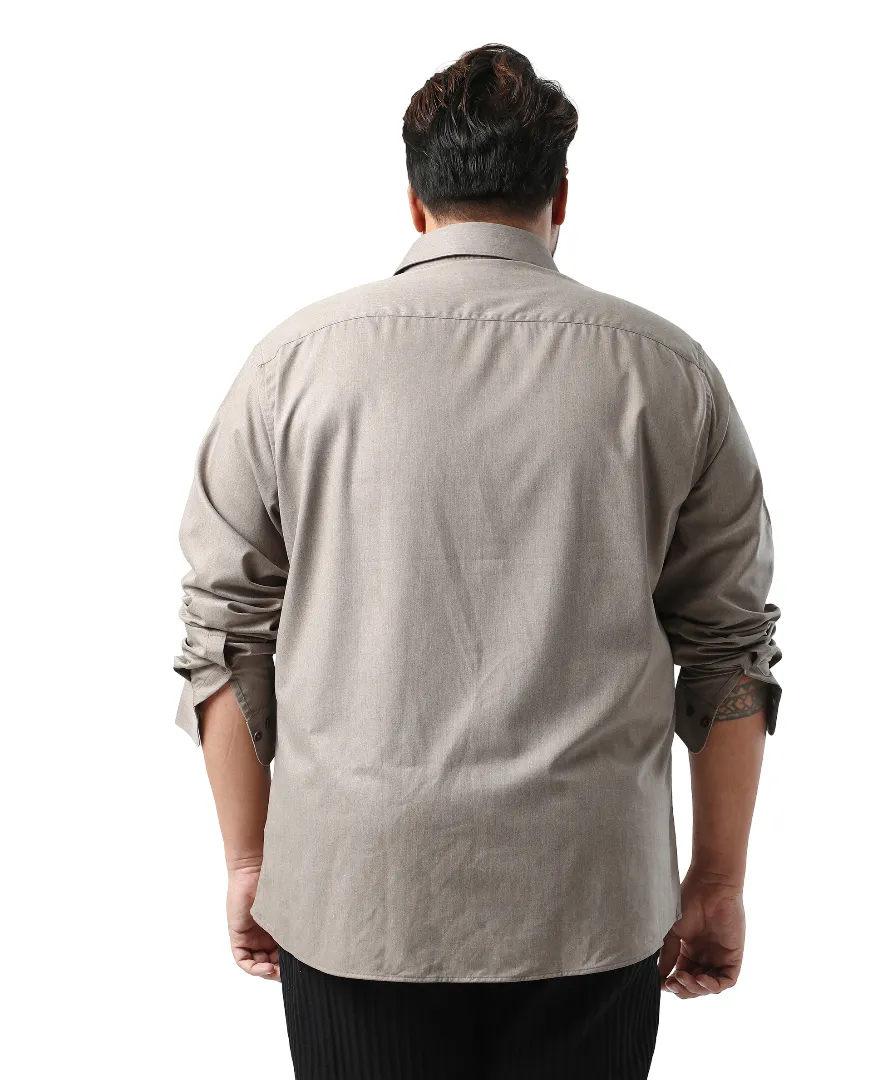 Rare Rabbit Men's Yok Big Dark Beige Cotton Poly Fabric Full Sleeve Spread Collar Button Closure Regular Fit Plain Shirt - Image 6