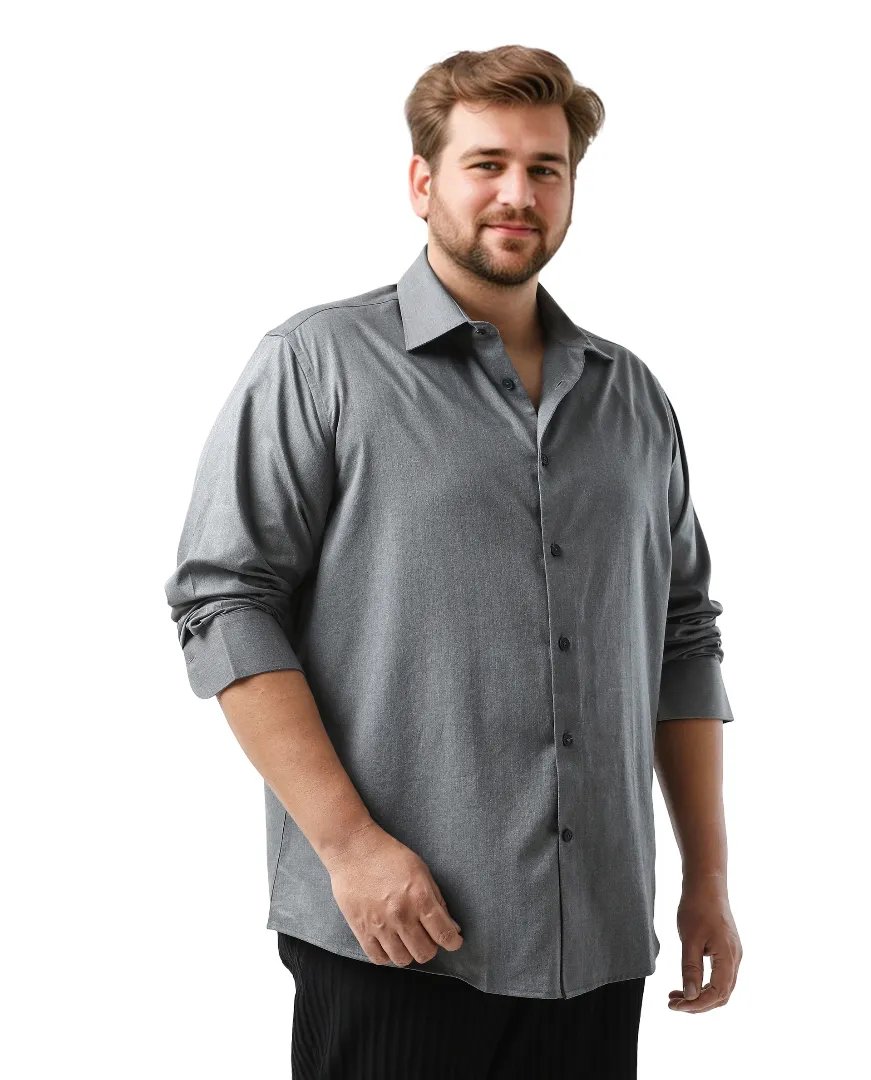 Rare Rabbit Men's Yok Big Dark Grey Cotton Poly Fabric Full Sleeve Spread Collar Button Closure Regular Fit Plain Shirt - Image 5