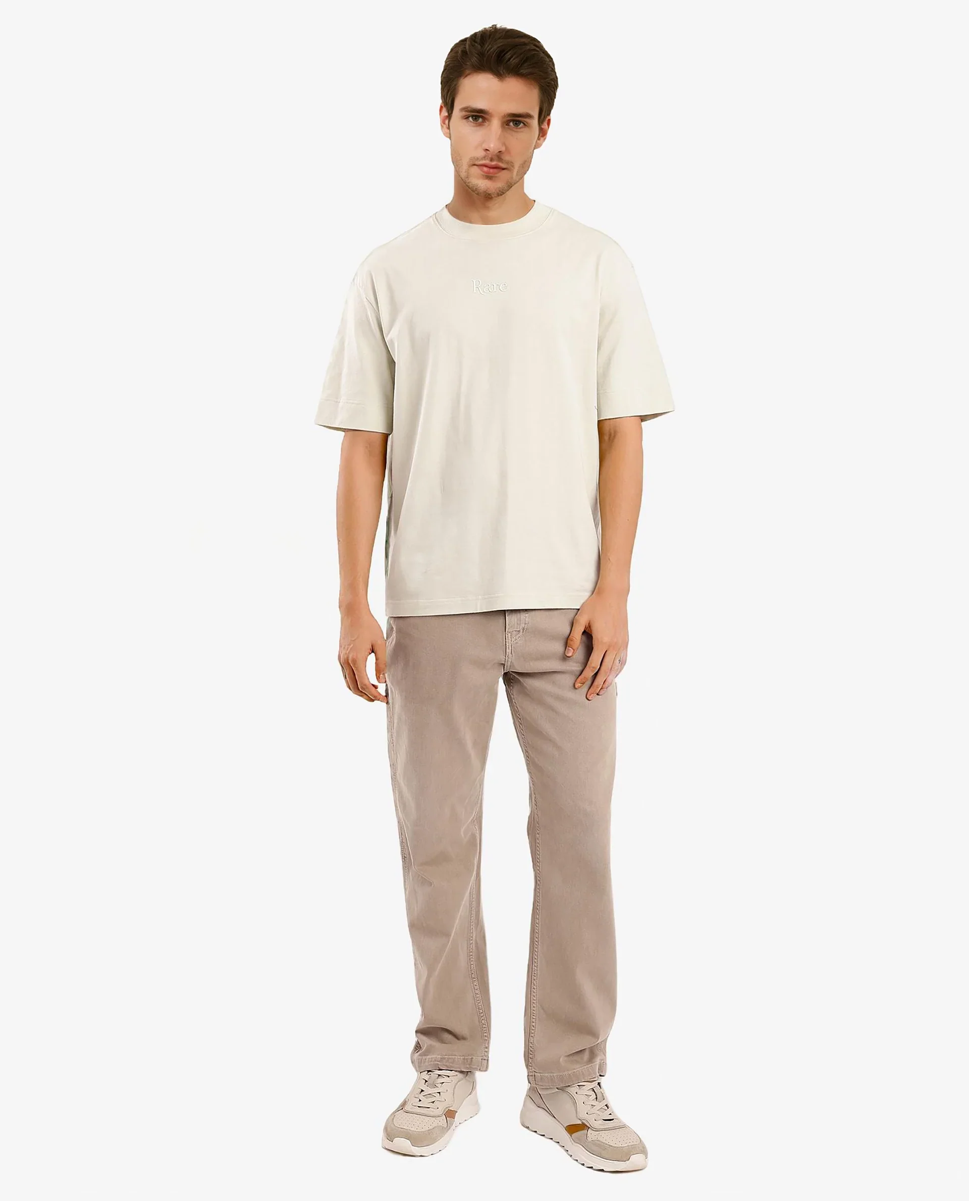 Rare Rabbit Men's Yoko Pastel Green Cotton Graphic Print Oversized Fit Half Sleeve Crew Neck T-Shirt - Image 2