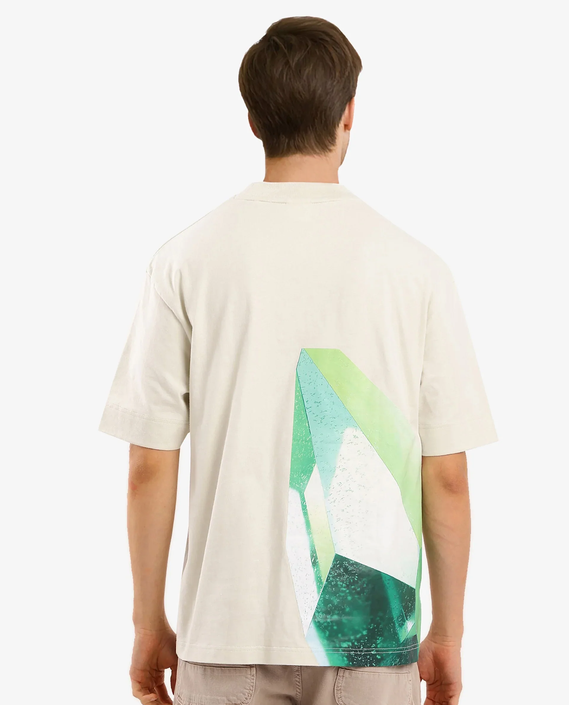 Rare Rabbit Men's Yoko Pastel Green Cotton Graphic Print Oversized Fit Half Sleeve Crew Neck T-Shirt - Image 4