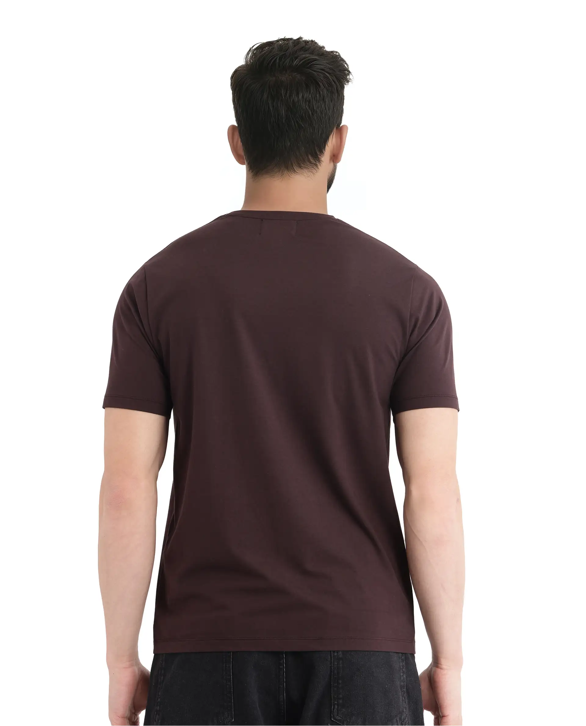 Rare Rabbit Men's Yolt Brown Cotton Graphic Print Regular Fit Half Sleeve Crew Neck T-Shirt - Image 5