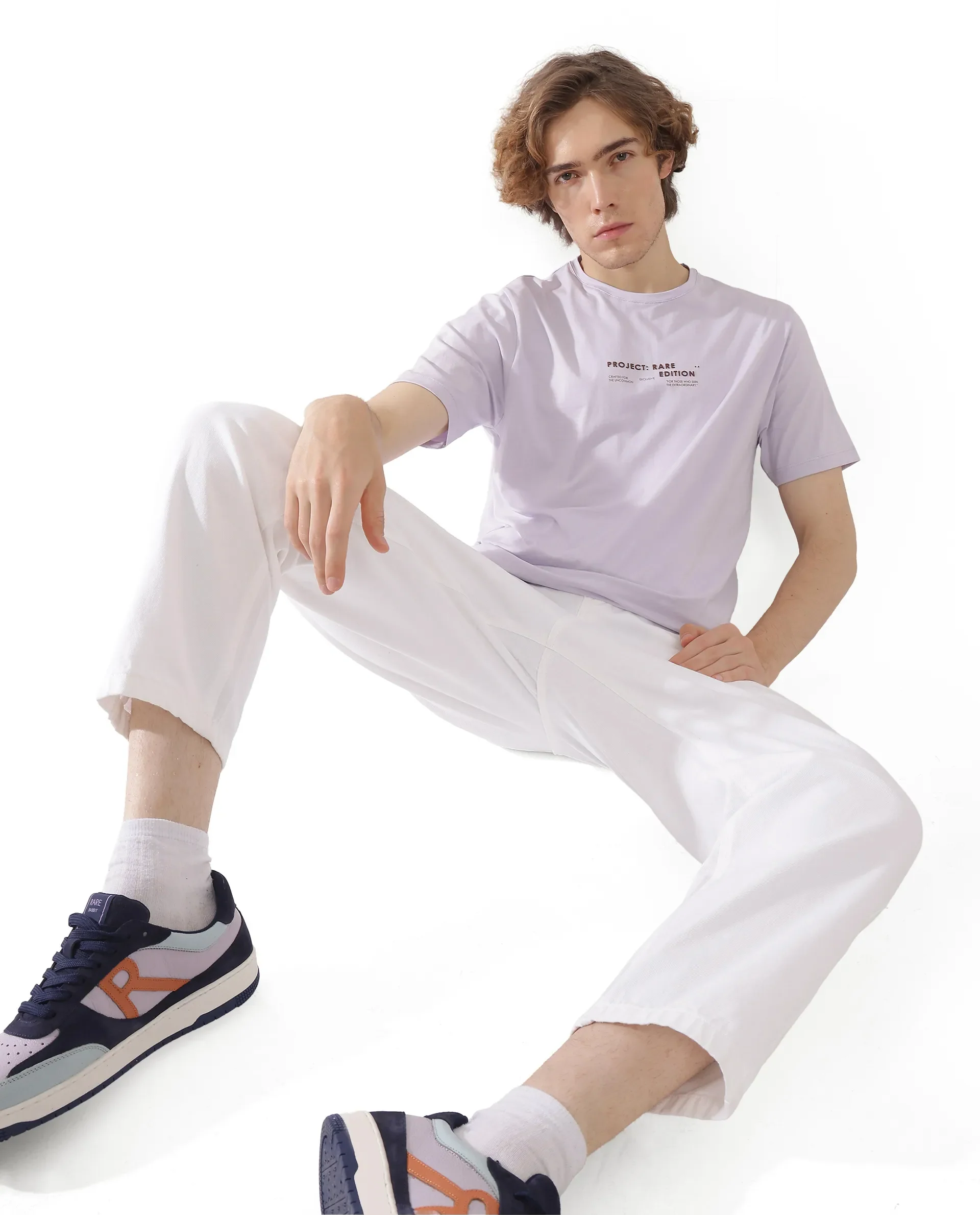 Rare Rabbit Men's Yolt Pastel Purple Cotton Blend Hd Print Regular Fit Half Sleeve Crew Neck T-Shirt - Image 4