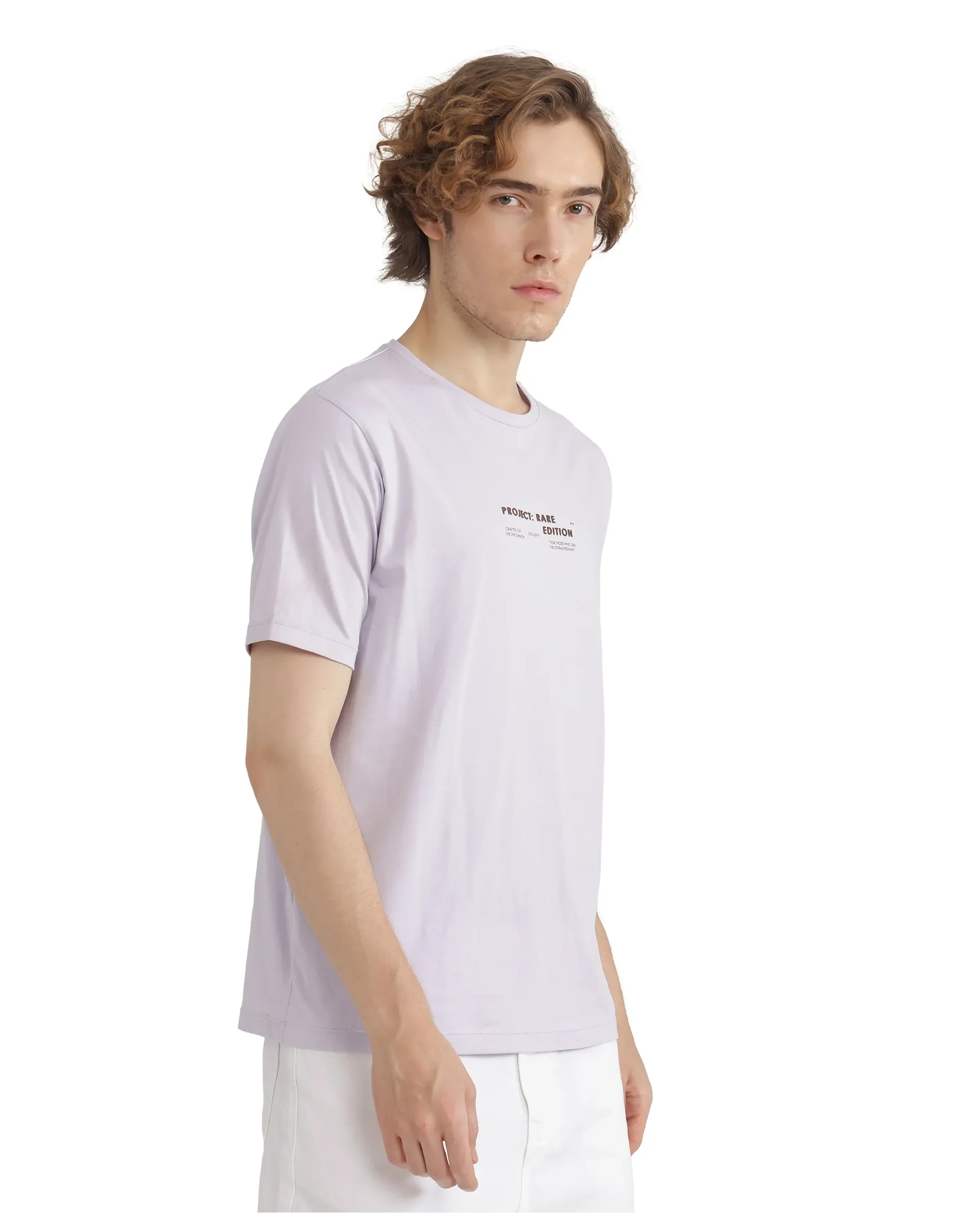 Rare Rabbit Men's Yolt Pastel Purple Cotton Blend Hd Print Regular Fit Half Sleeve Crew Neck T-Shirt - Image 7