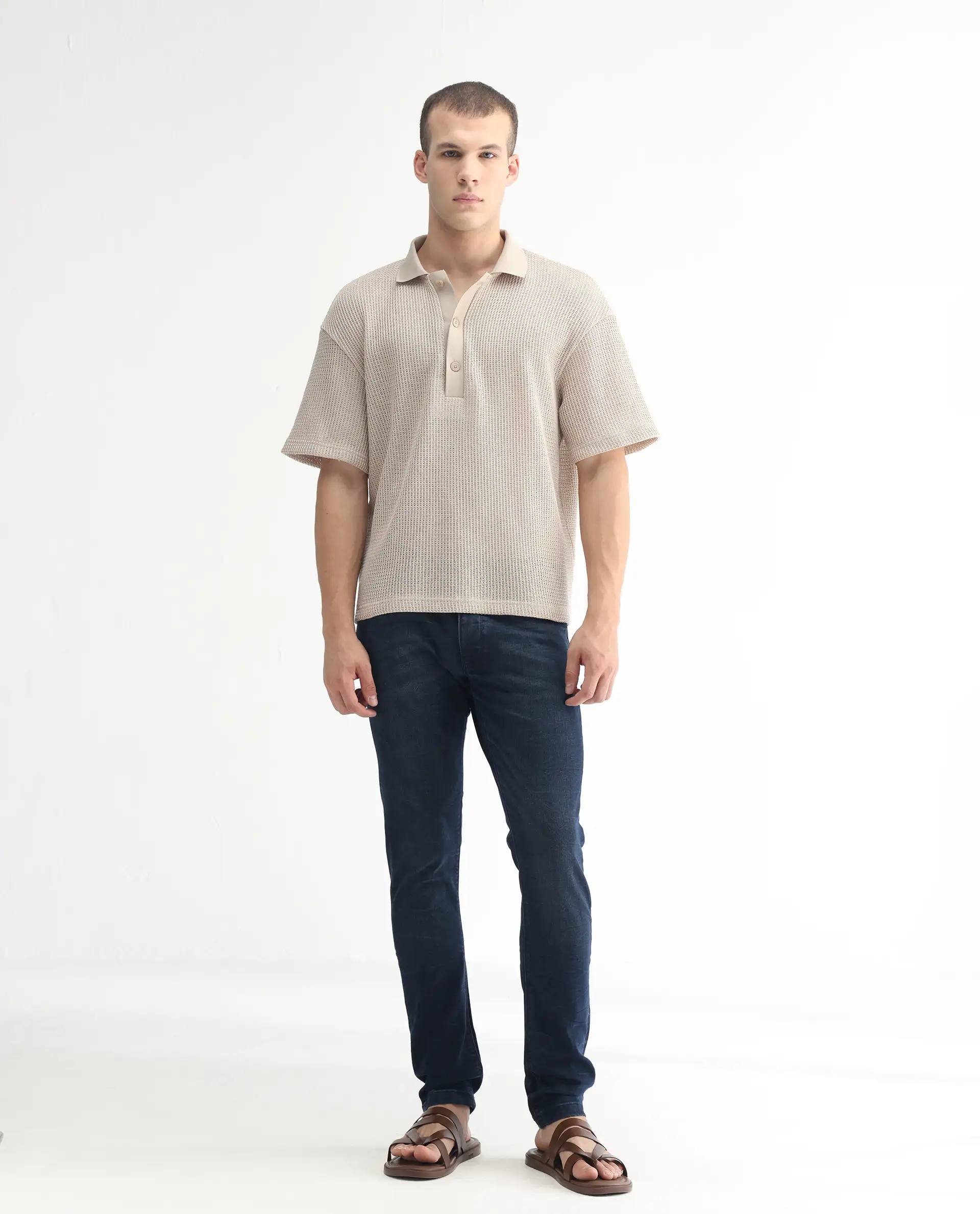 Rare Rabbit Men's Yoshi Dark Blue Cotton Plain Hawk Slim Fit Jeans - Image 3