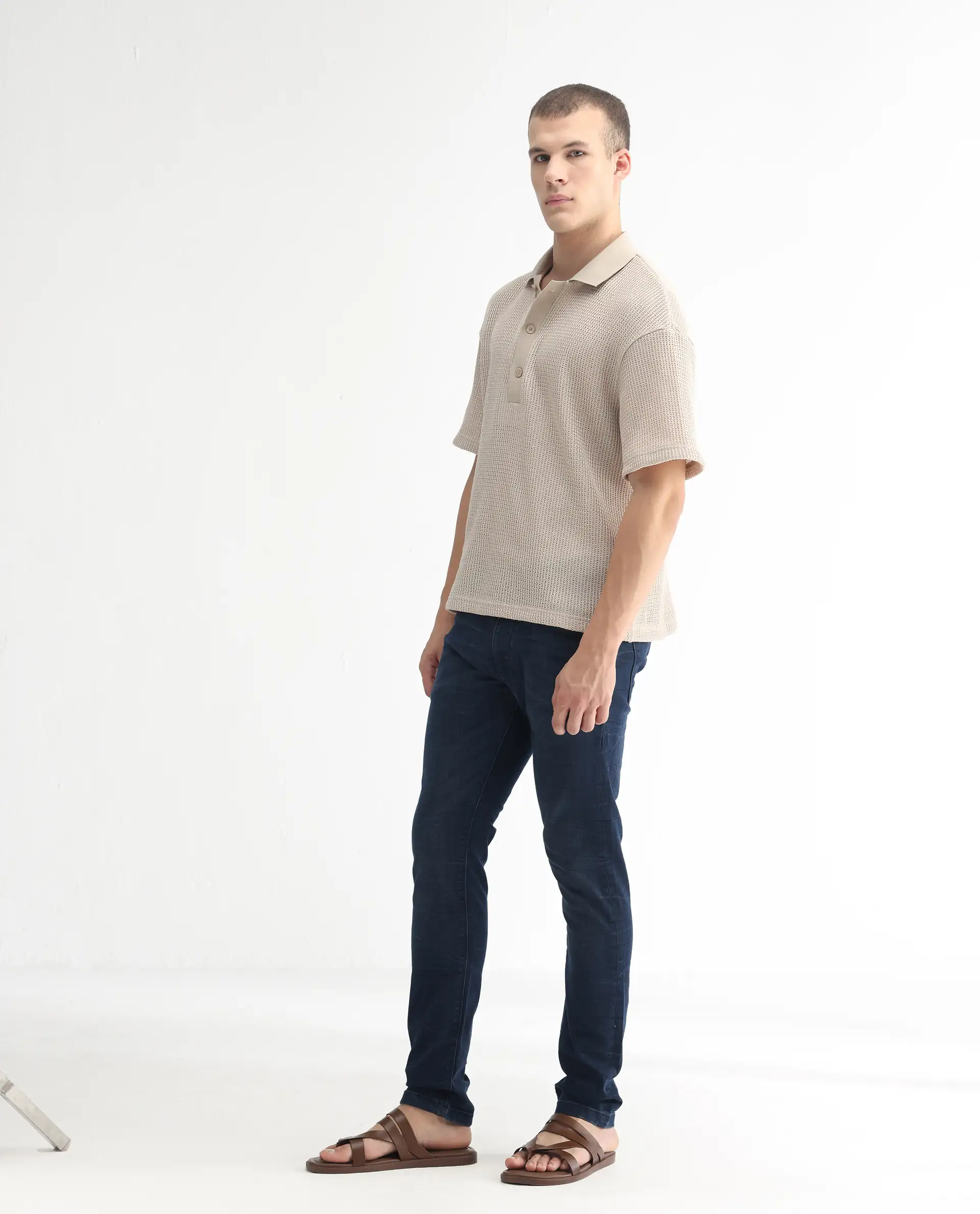 Rare Rabbit Men's Yoshi Dark Blue Cotton Plain Hawk Slim Fit Jeans - Image 4