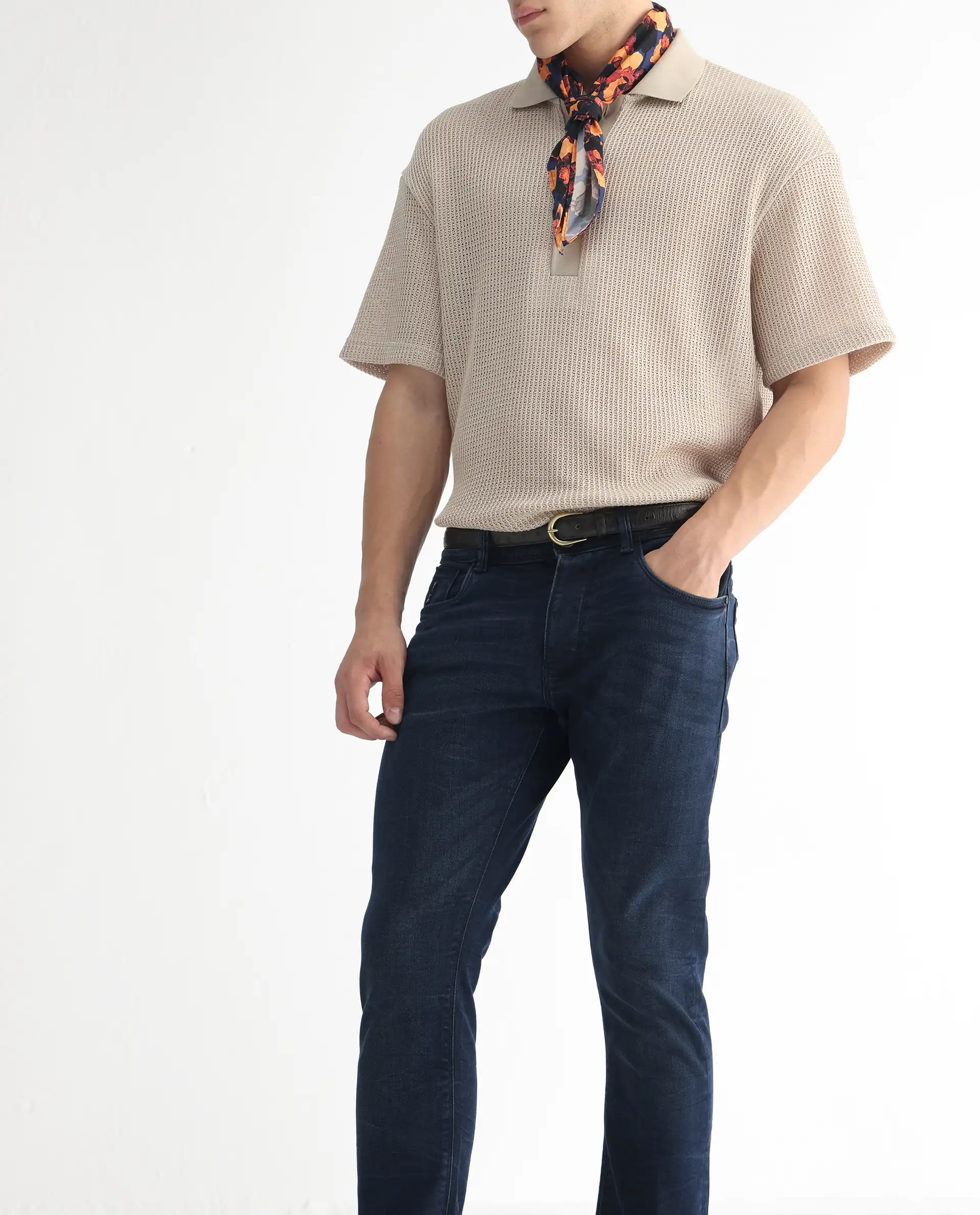 Rare Rabbit Men's Yoshi Dark Blue Cotton Plain Hawk Slim Fit Jeans - Image 6