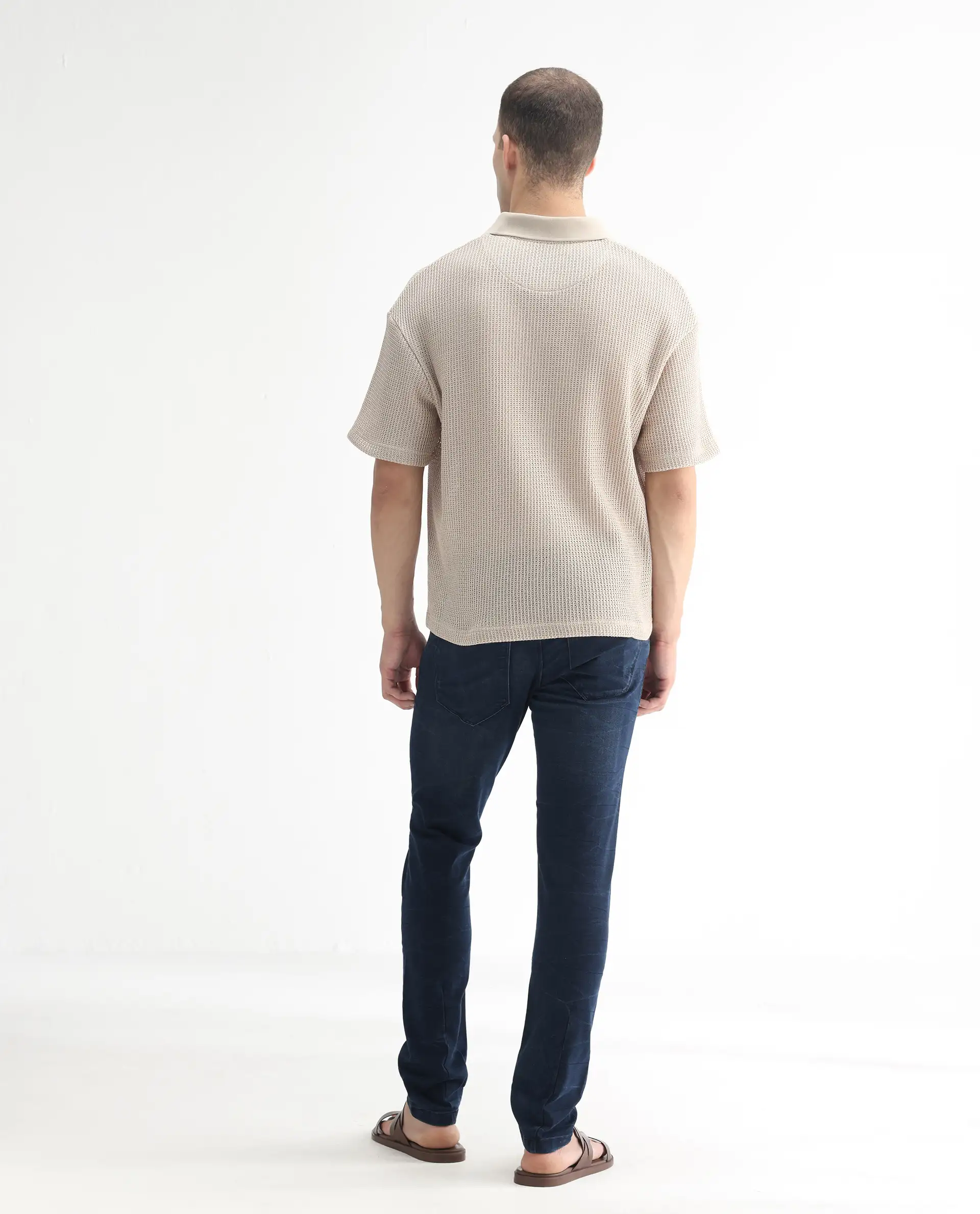 Rare Rabbit Men's Yoshi Dark Blue Cotton Plain Hawk Slim Fit Jeans - Image 9