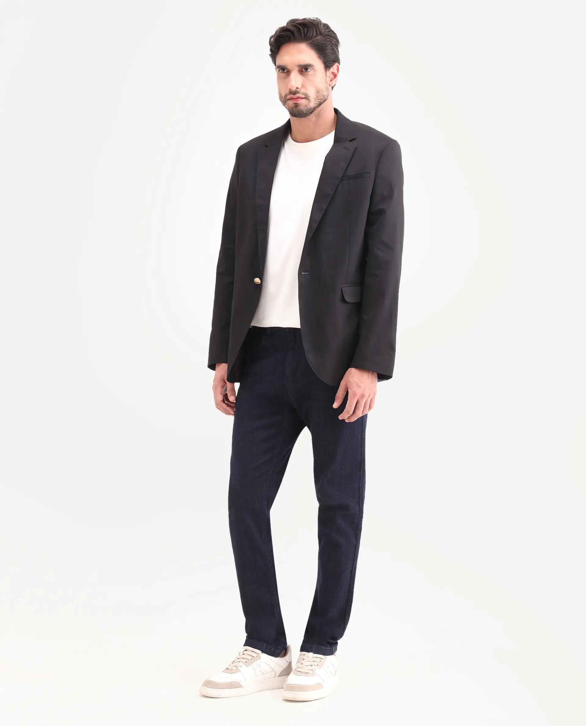 Rare Rabbit Men's Yukto K Dark Navy Cotton Blend Fabric Shank And Zipper Kurt Carrot Plain Jeans - Image 5