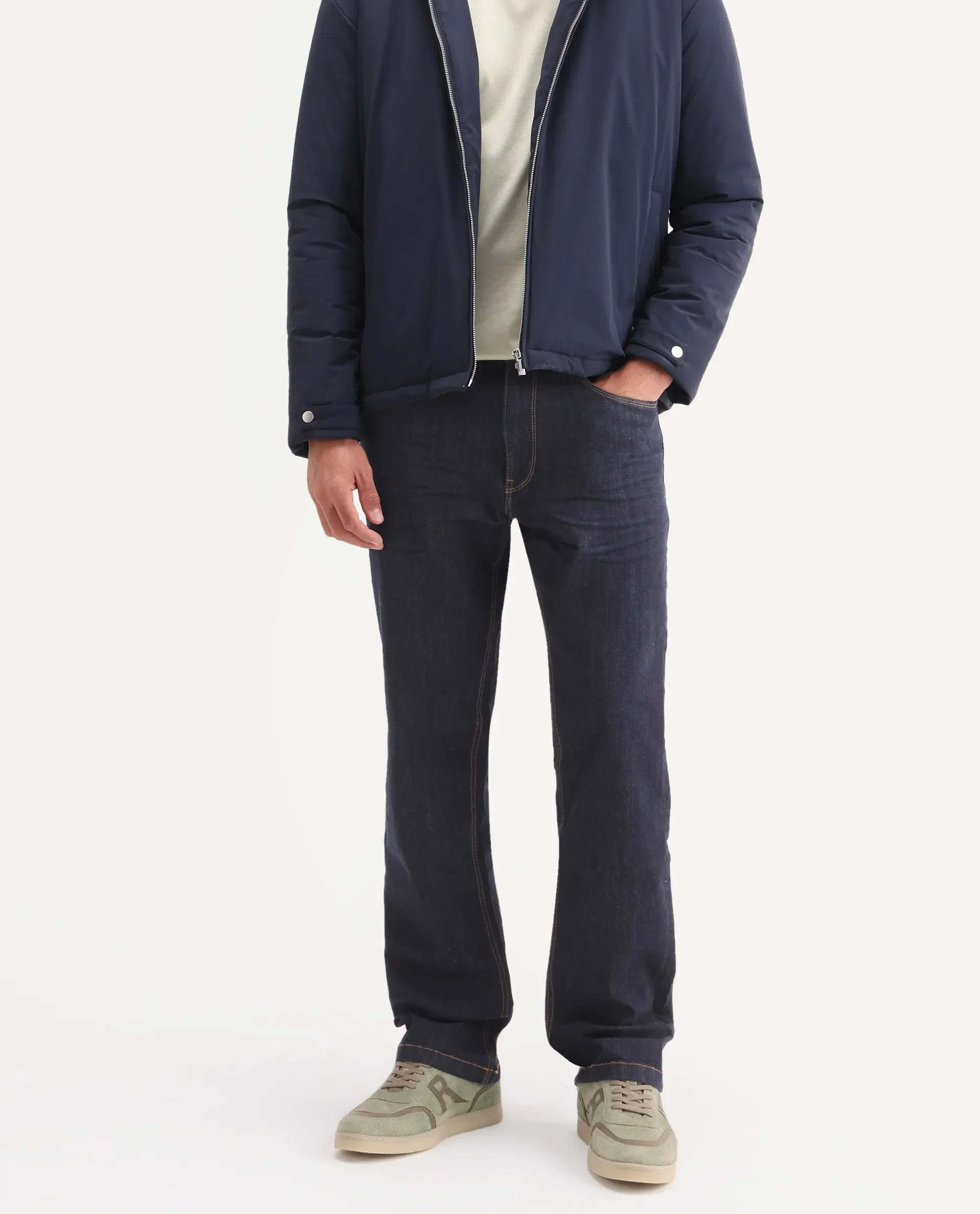 Rare Rabbit Men's Yukto M Dark Navy Cotton Blend Fabric Shank And Zipper Morris Regular Plain Jeans - Image 2