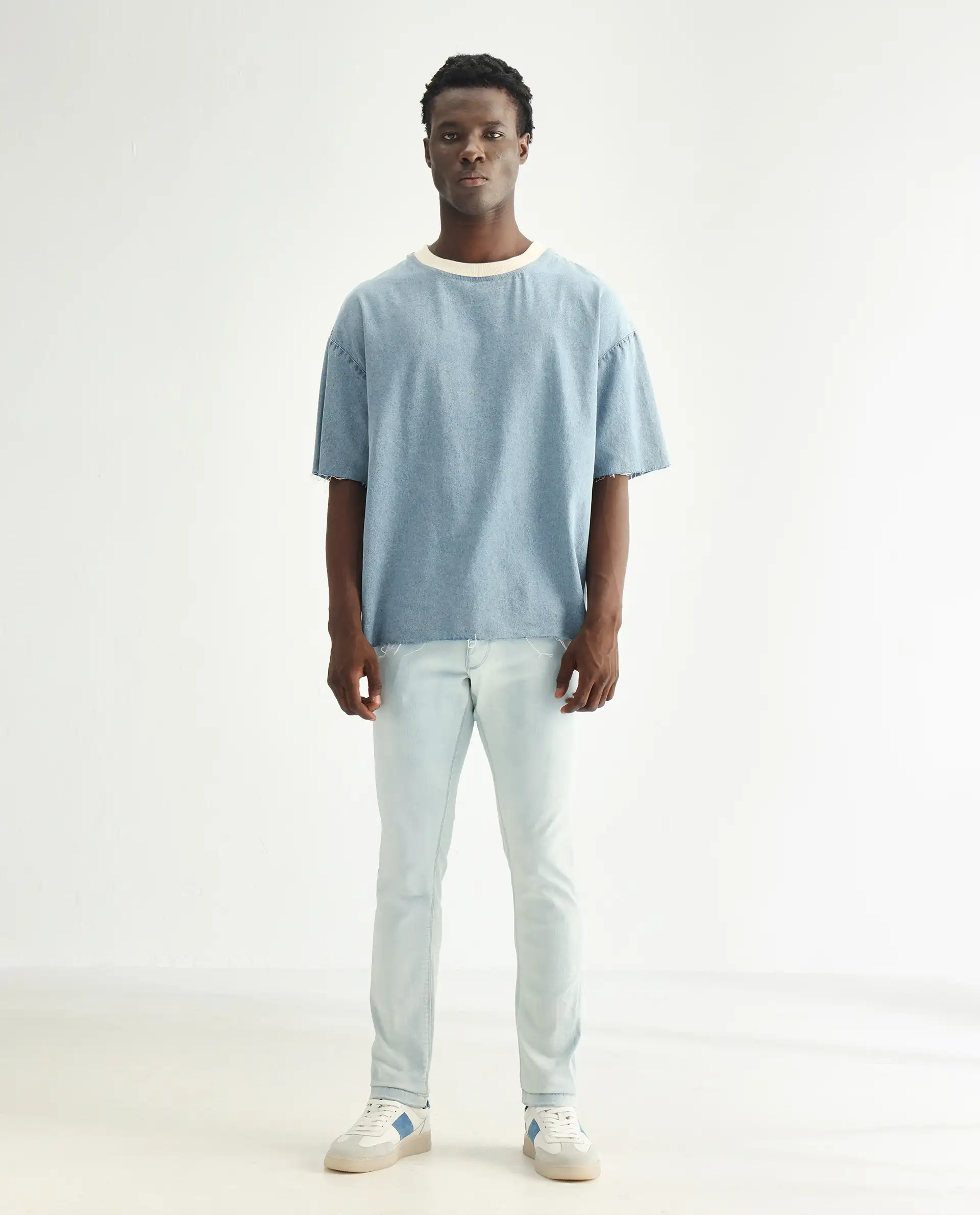 Rare Rabbit Men's Yuto Light Blue Cotton Plain Hawk Slim Fit Jeans - Image 3