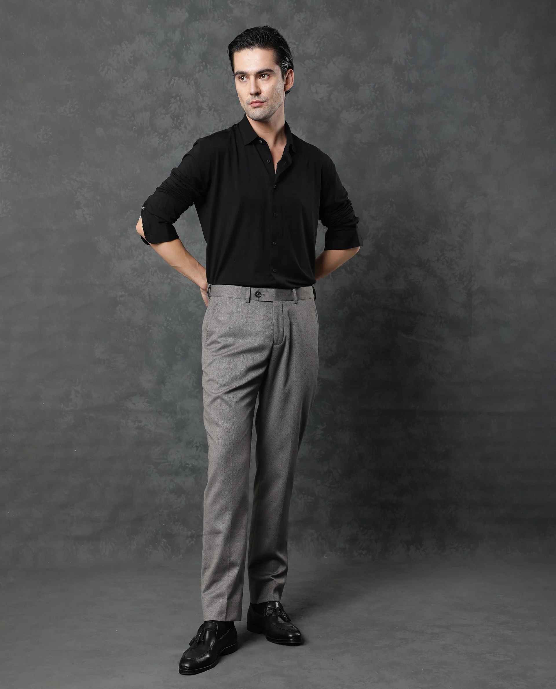Rare Rabbit Men's Zaco Black Cotton Plain Regular Fit Full Sleeve Collared Shirt - Image 2