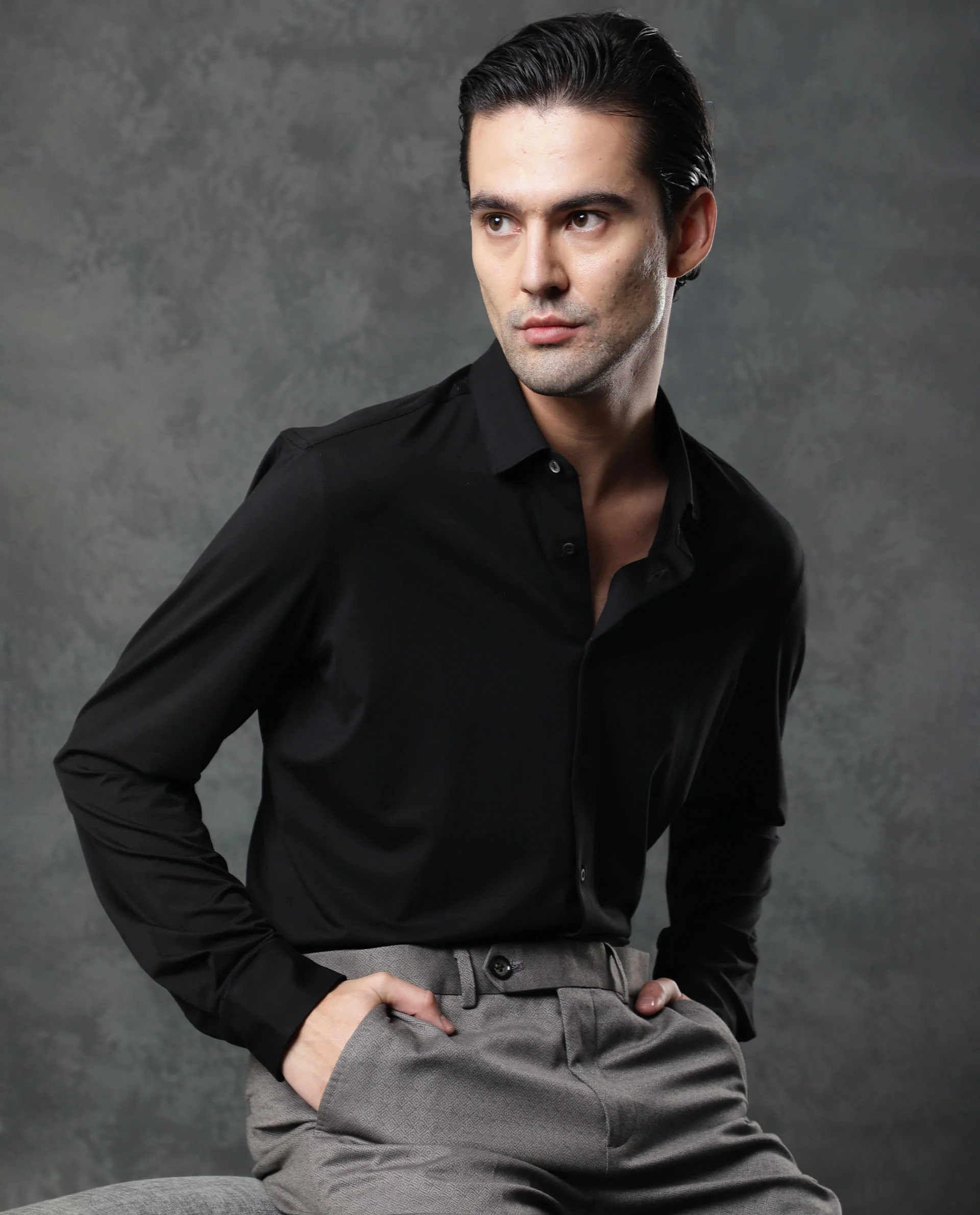 Rare Rabbit Men's Zaco Black Cotton Plain Regular Fit Full Sleeve Collared Shirt - Image 3