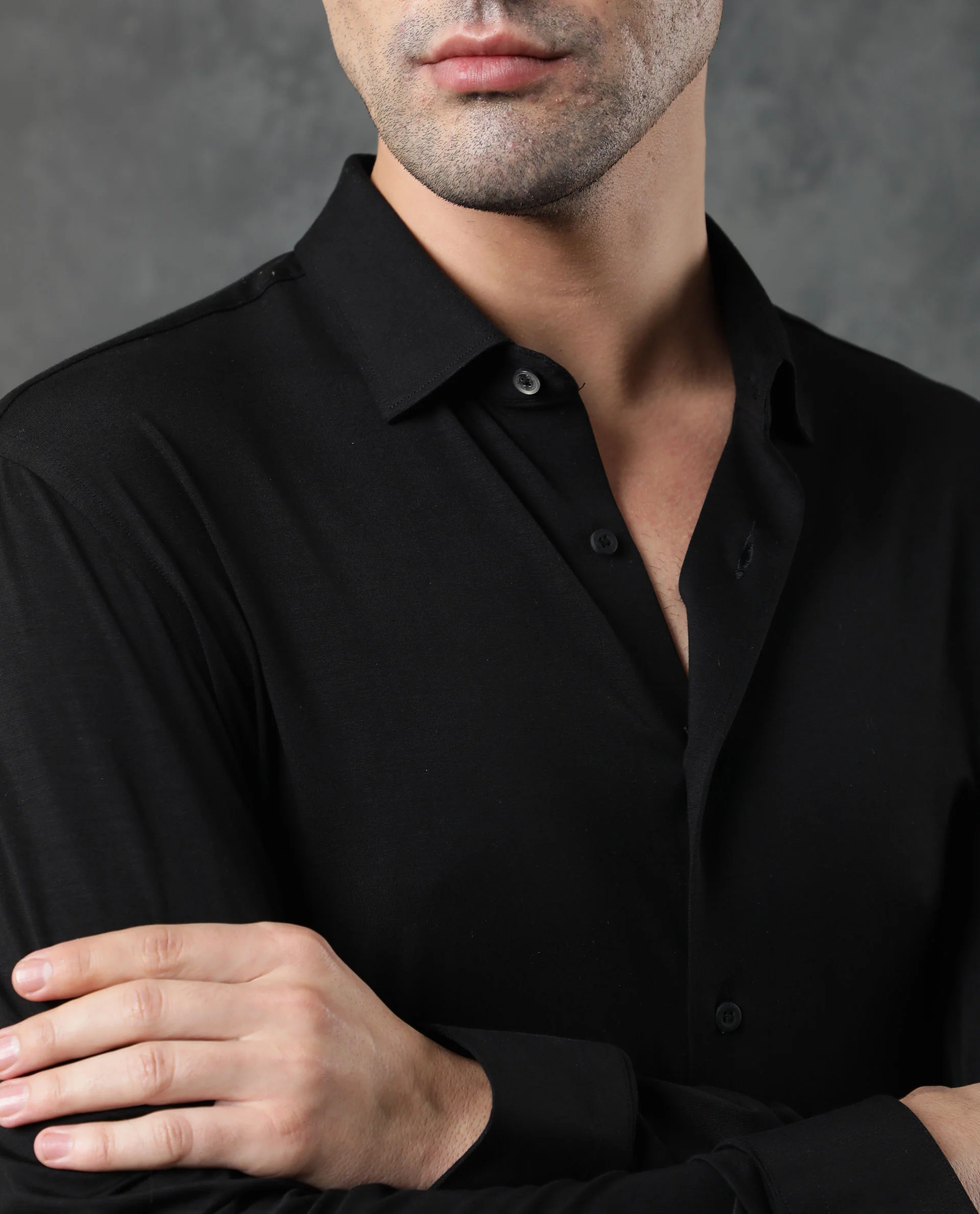 Rare Rabbit Men's Zaco Black Cotton Plain Regular Fit Full Sleeve Collared Shirt - Image 4