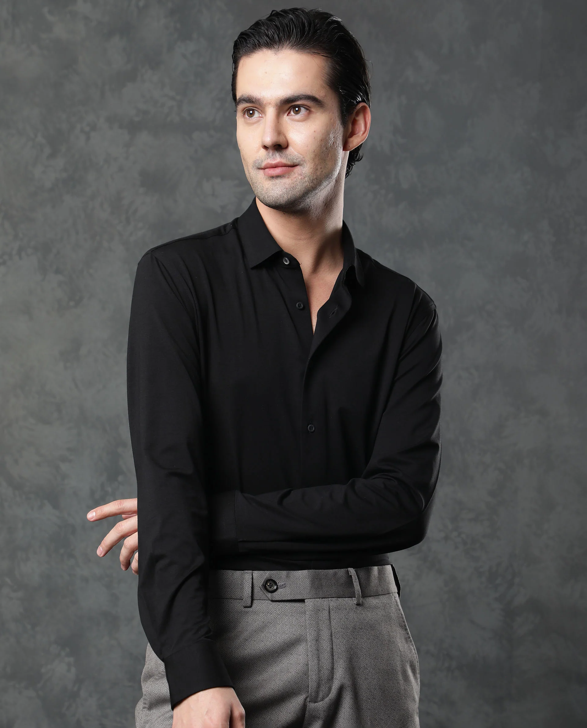Rare Rabbit Men's Zaco Black Cotton Plain Regular Fit Full Sleeve Collared Shirt - Image 5