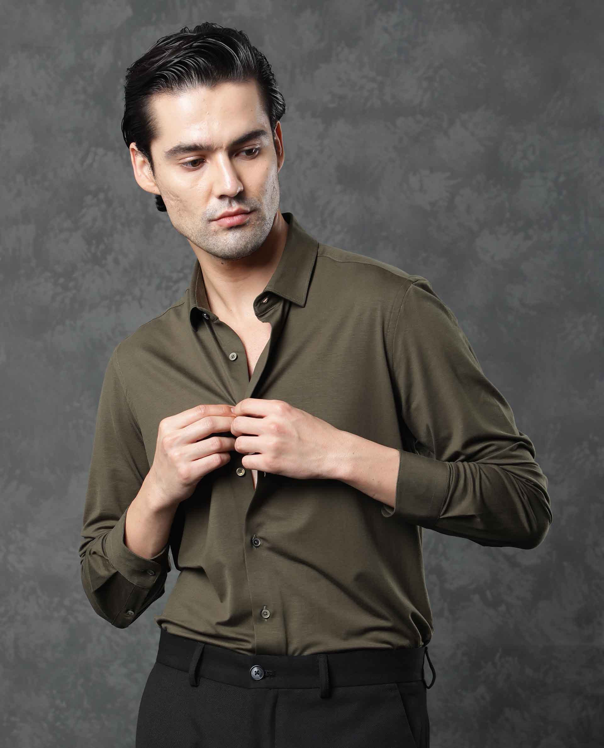 Rare Rabbit Men's Zaco Green Cotton Plain Regular Fit Full Sleeve Collared Shirt - Image 5