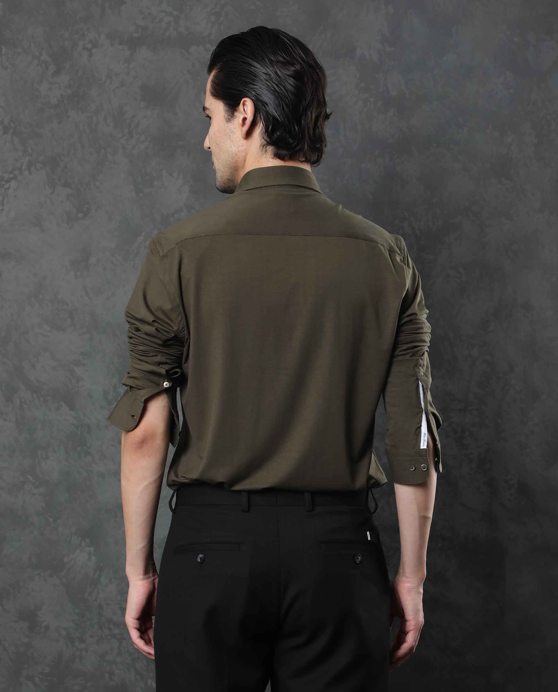 Rare Rabbit Men's Zaco Green Cotton Plain Regular Fit Full Sleeve Collared Shirt - Image 6