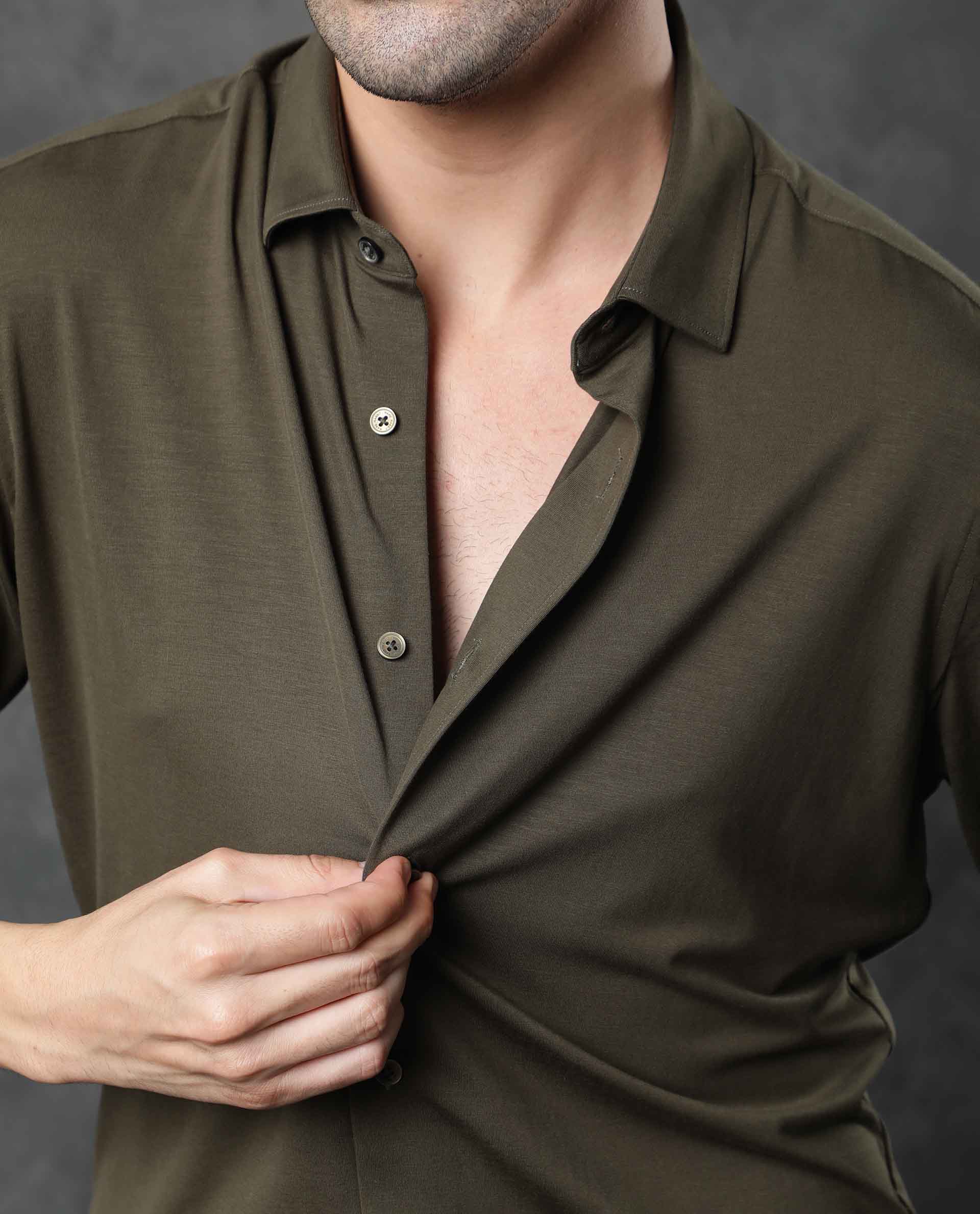 Rare Rabbit Men's Zaco Green Cotton Plain Regular Fit Full Sleeve Collared Shirt - Image 9