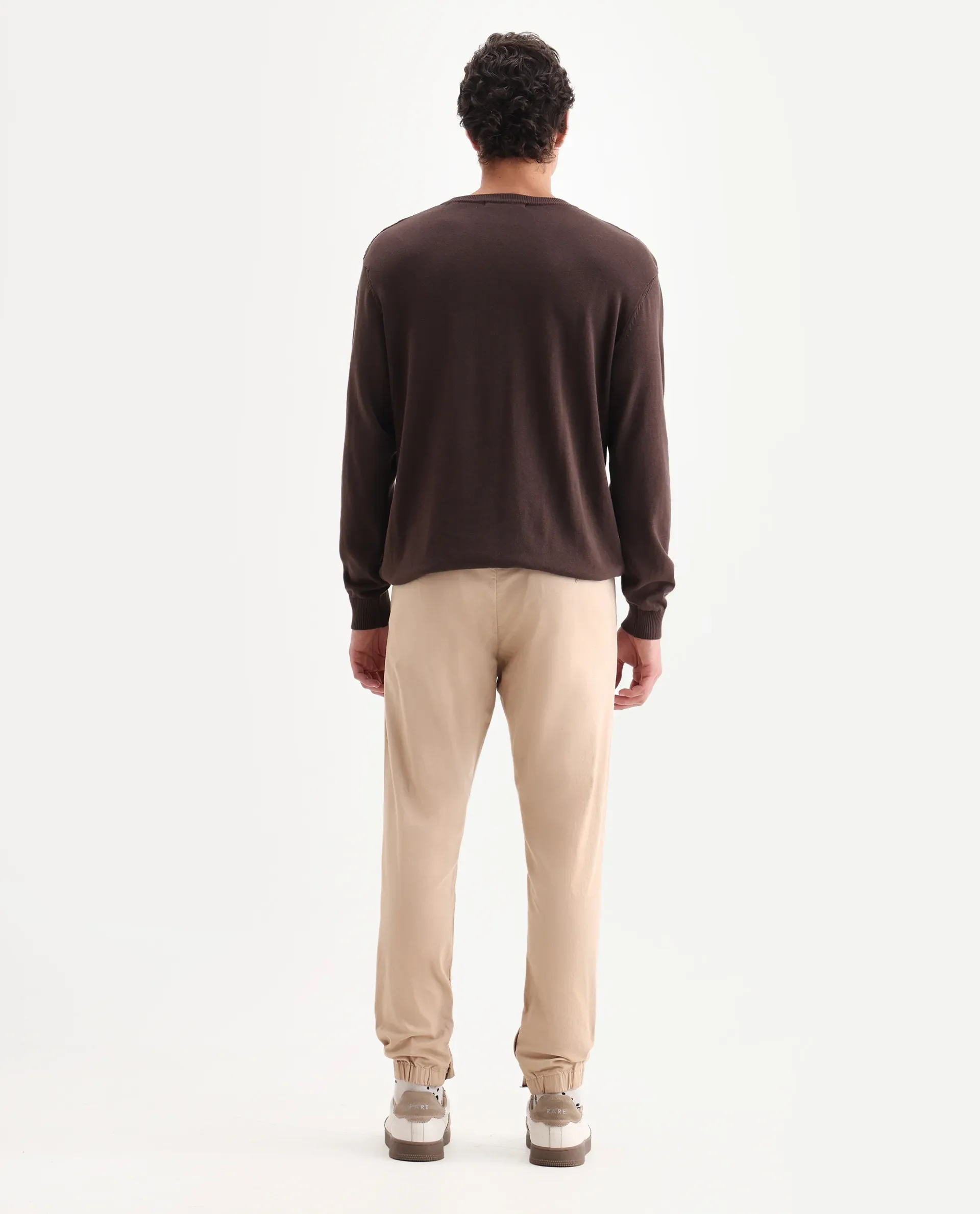 Rare Rabbit Men's Zade Khaki Cotton Blend Plain Regular Fit Trouser - Image 7