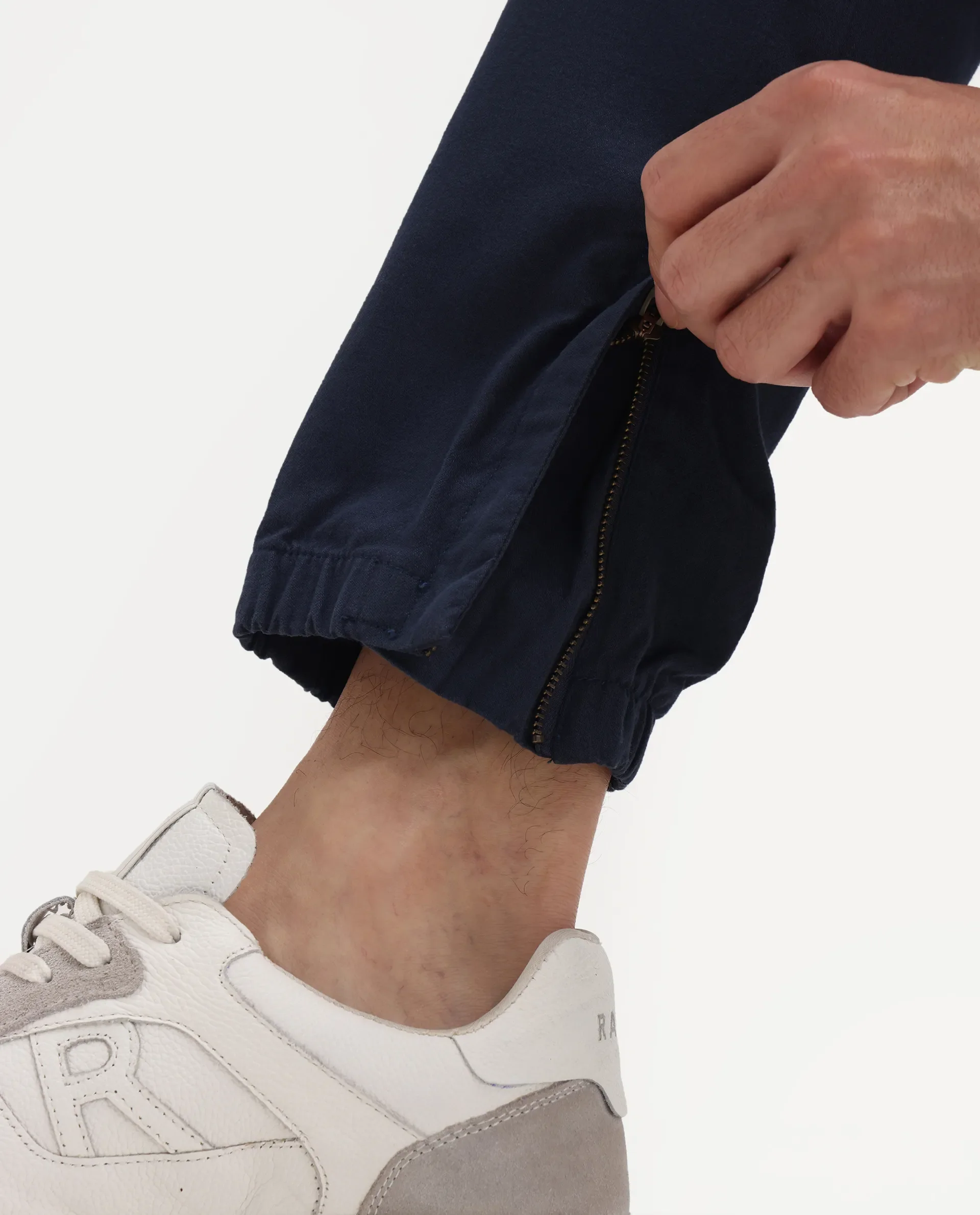 Rare Rabbit Men's Zade Navy Cotton Blend Plain Regular Fit Trouser - Image 7