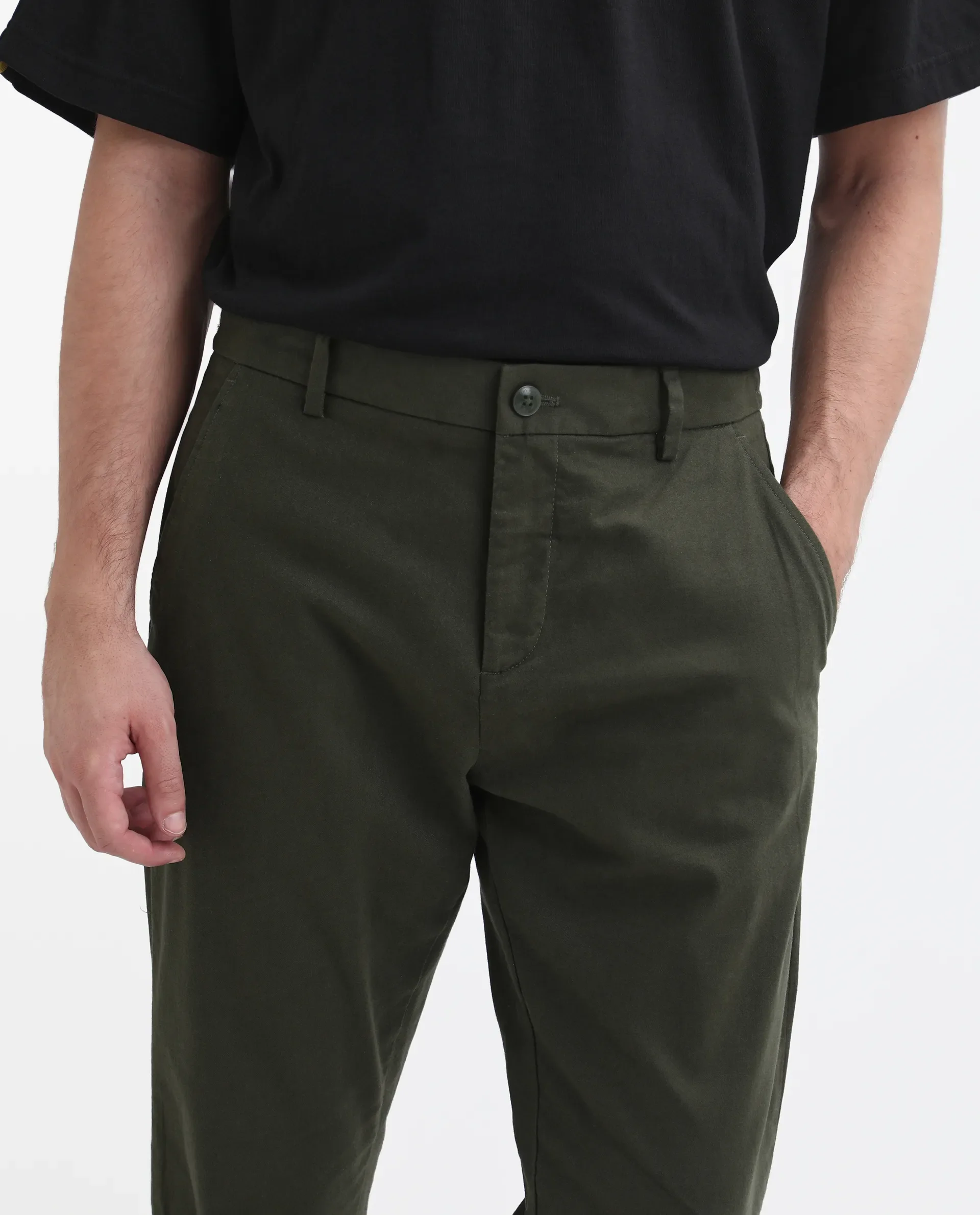 Rare Rabbit Men's Zade - Olive Cotton Plain Regular Fit Trouser - Image 2
