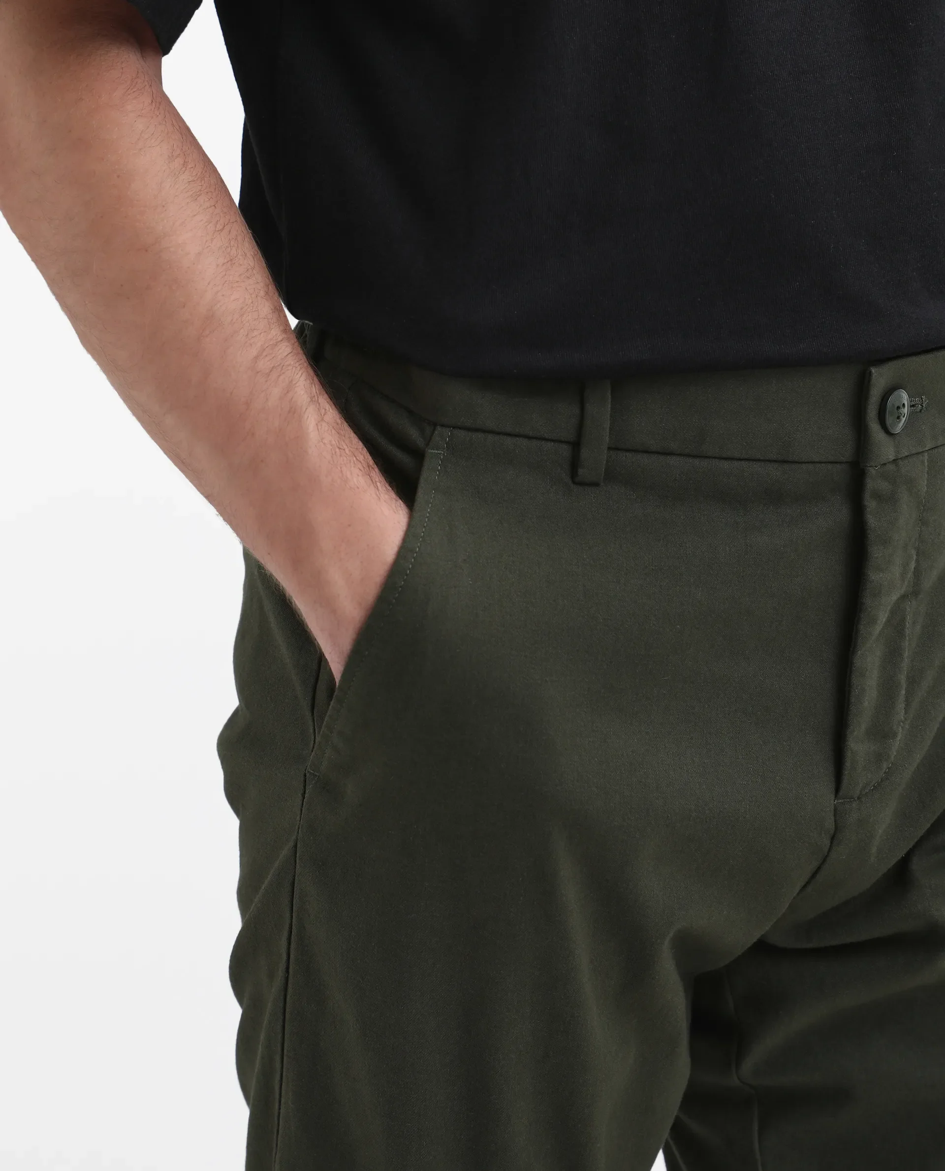 Rare Rabbit Men's Zade - Olive Cotton Plain Regular Fit Trouser - Image 4