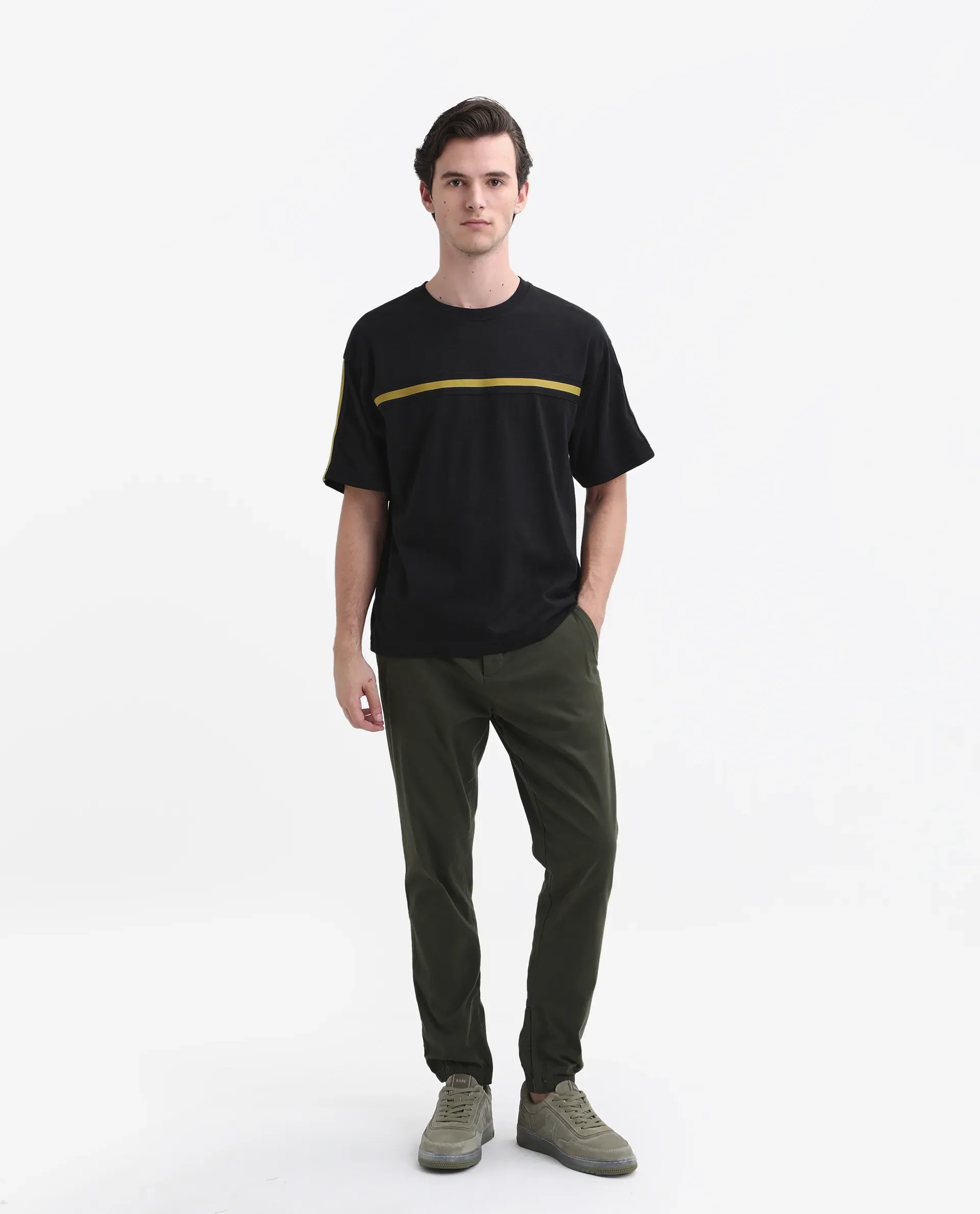 Rare Rabbit Men's Zade - Olive Cotton Plain Regular Fit Trouser - Image 5