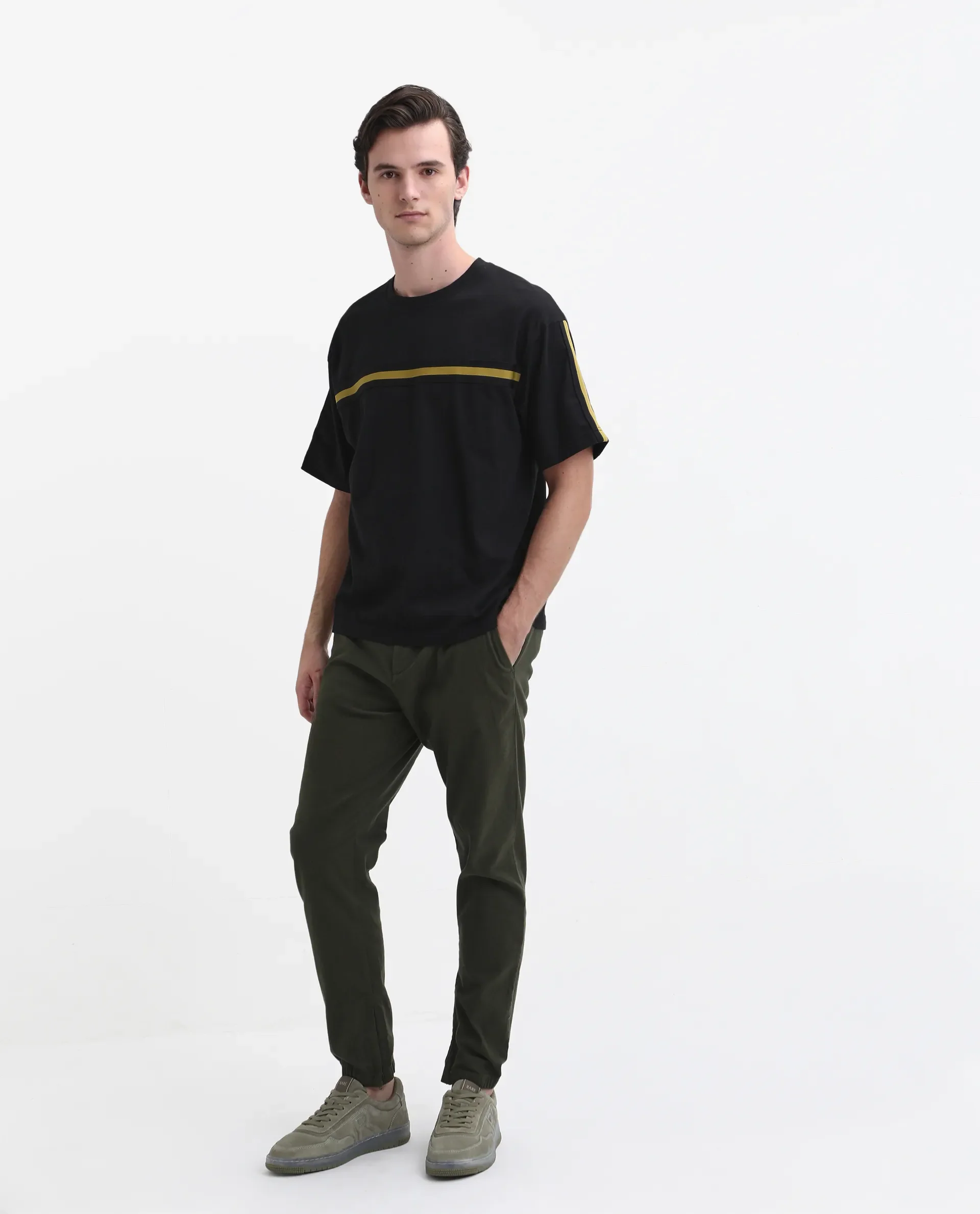 Rare Rabbit Men's Zade - Olive Cotton Plain Regular Fit Trouser - Image 6