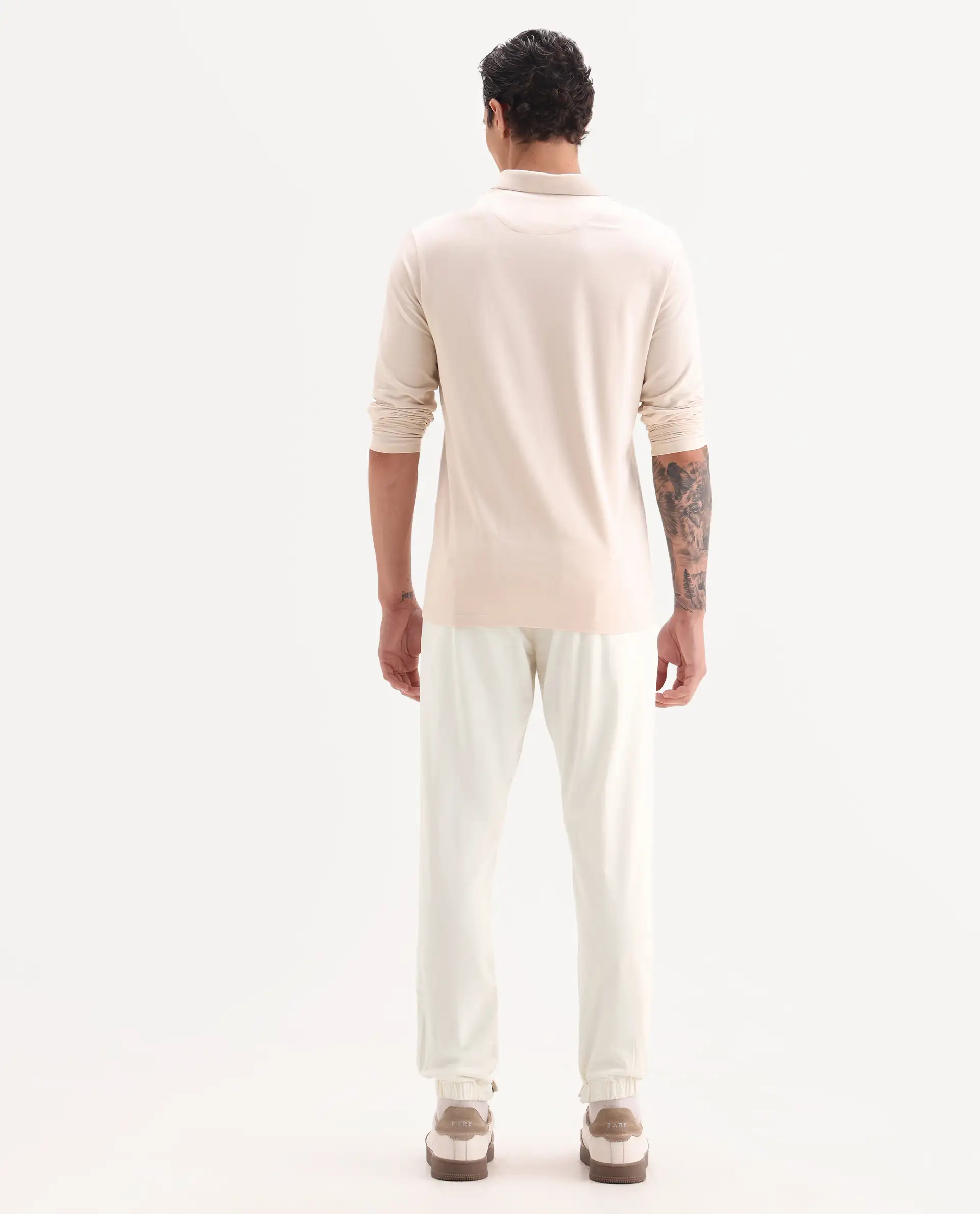 Rare Rabbit Men's Zade White Cotton Blend Plain Regular Fit Trouser - Image 8