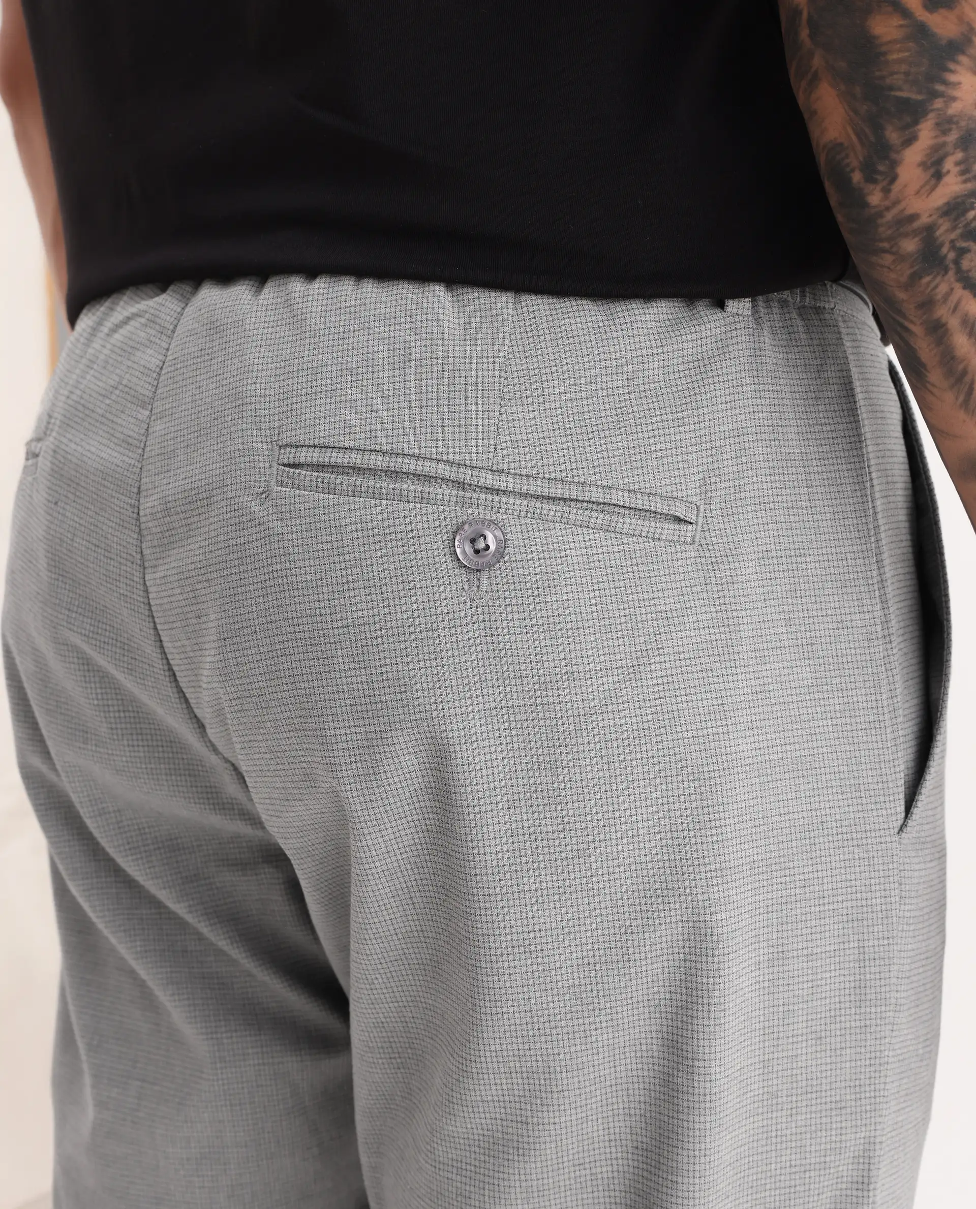 Rare Rabbit Men's Guild Casual Zader Grey Polyester Checked Print Regular Fit Trouser - Image 4