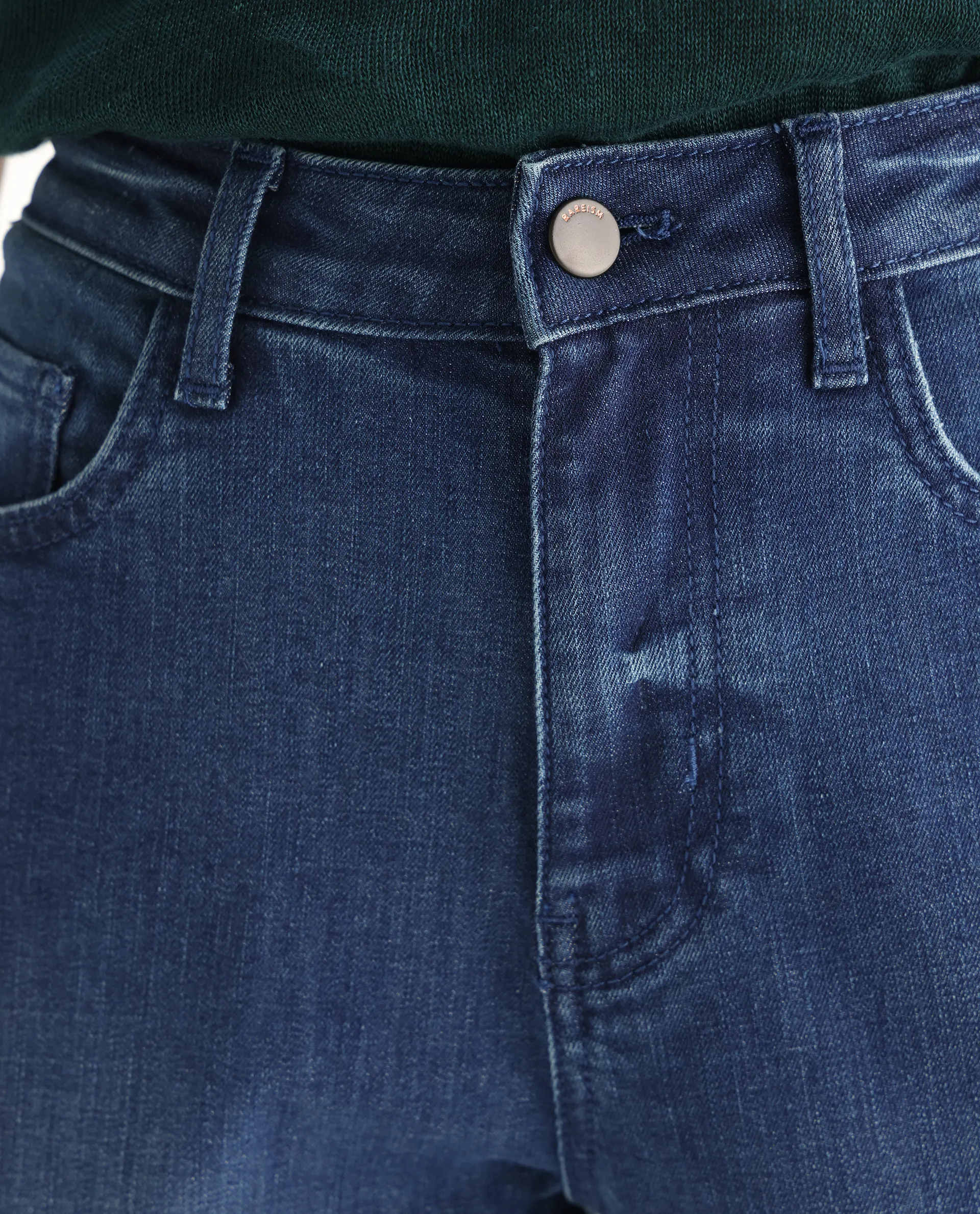 Rareism Women's Zaisho Blue Cotton Blend Plain Ankle Length Sleek Skinny Fit Jeans - Image 3