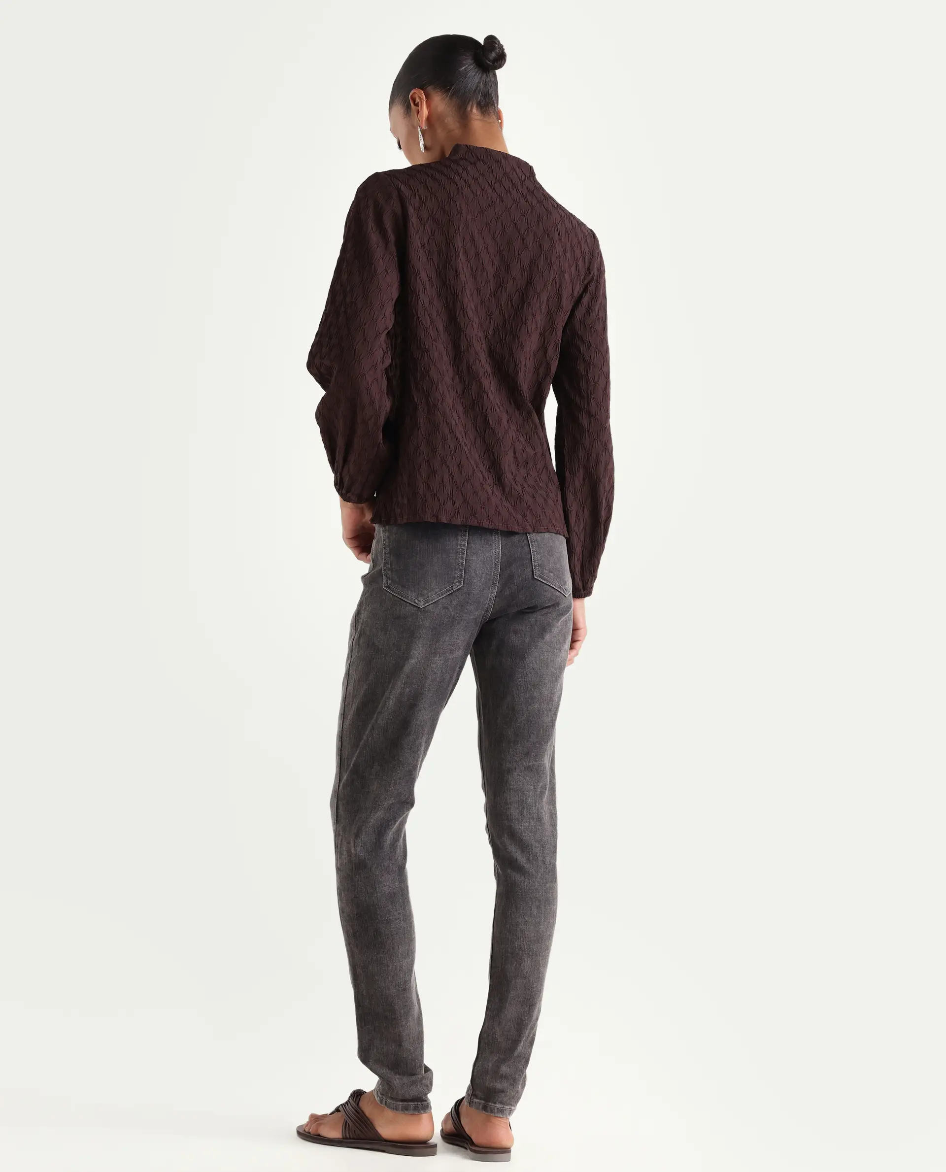 Rareism Women's Zaisho Grey Cotton Blend Plain Ankle Length Sleek Skinny Fit Jeans - Image 6