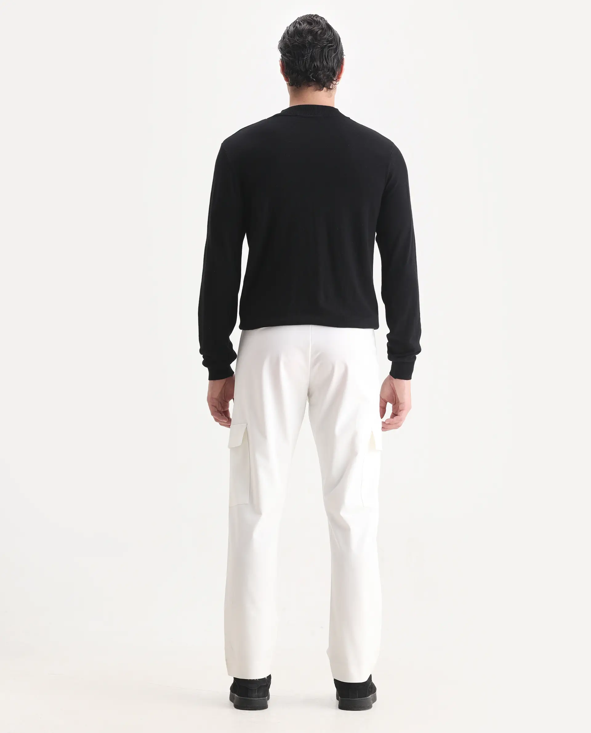 Rare Rabbit Men's Zal Off White Polyester Plain Relaxed Fit Trouser - Image 7