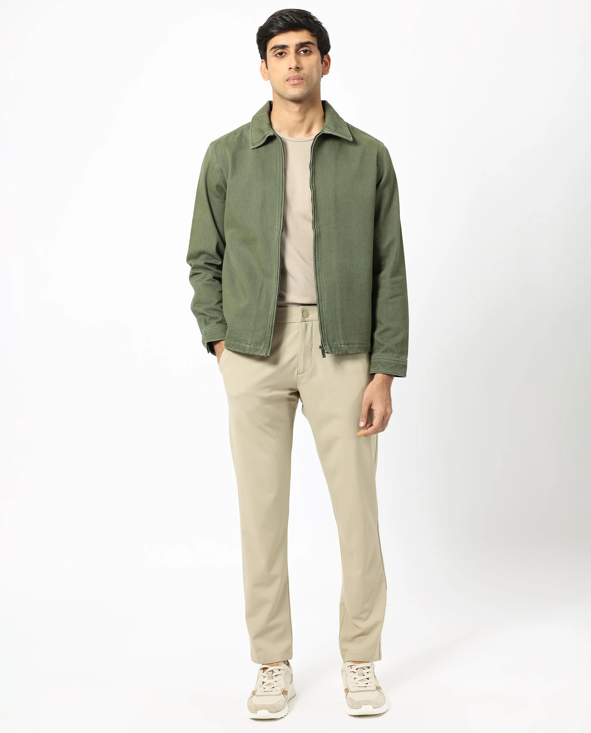 Rare Rabbit Men's Zale Dark Green Cotton Plain Relaxed Fit Full Sleeve Collared Shacket - Image 2