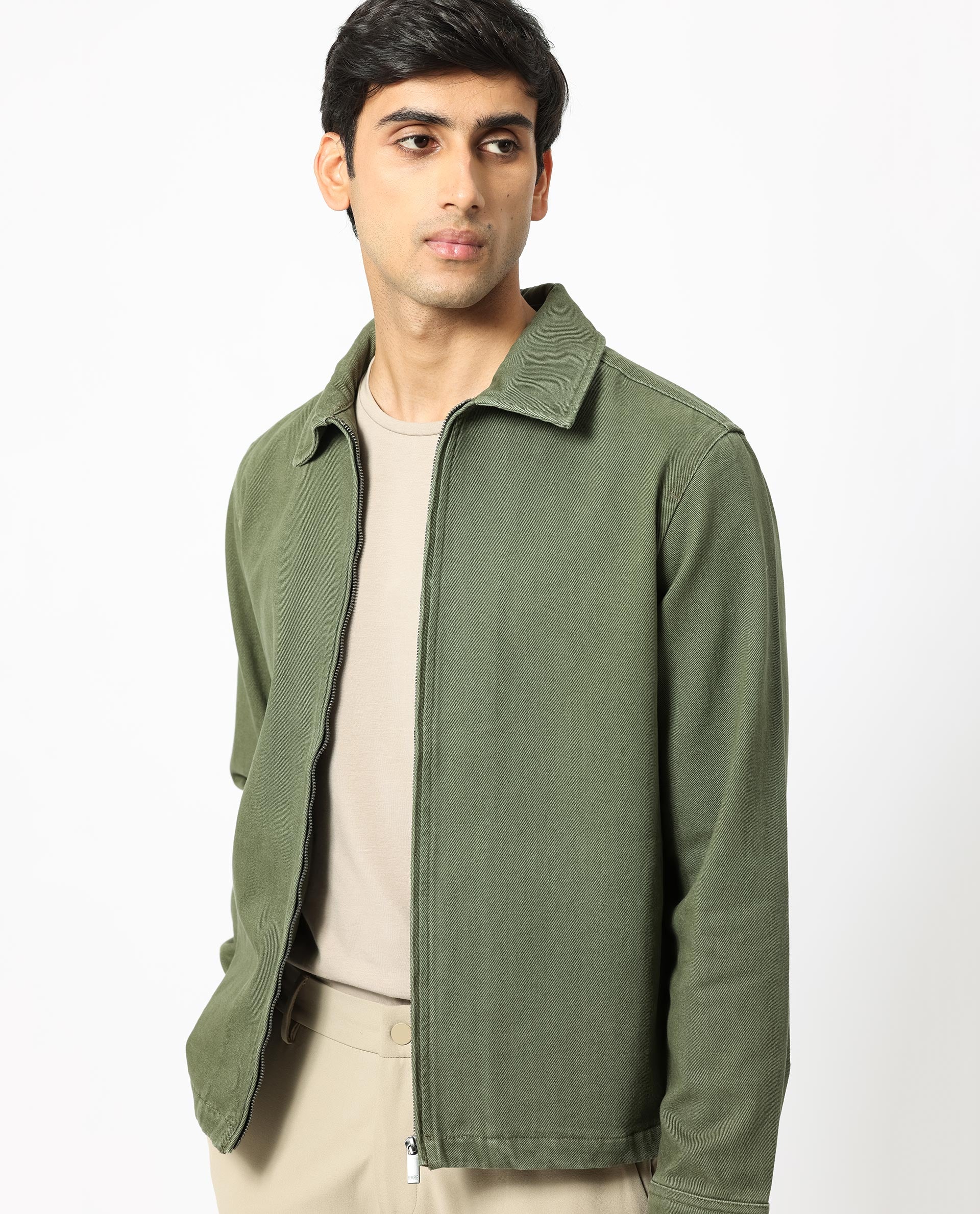Rare Rabbit Men's Zale Dark Green Cotton Plain Relaxed Fit Full Sleeve Collared Shacket - Image 7