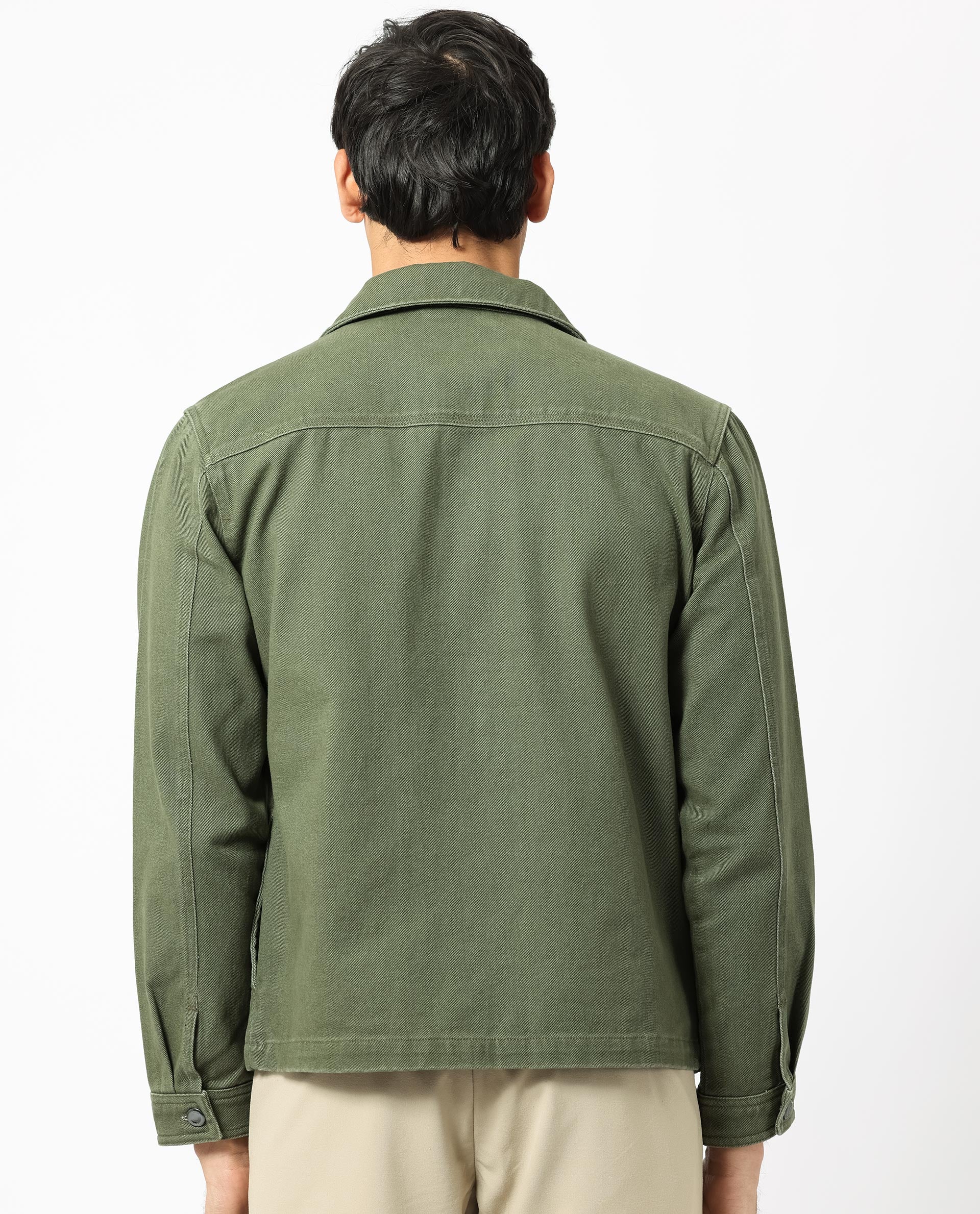 Rare Rabbit Men's Zale Dark Green Cotton Plain Relaxed Fit Full Sleeve Collared Shacket - Image 9