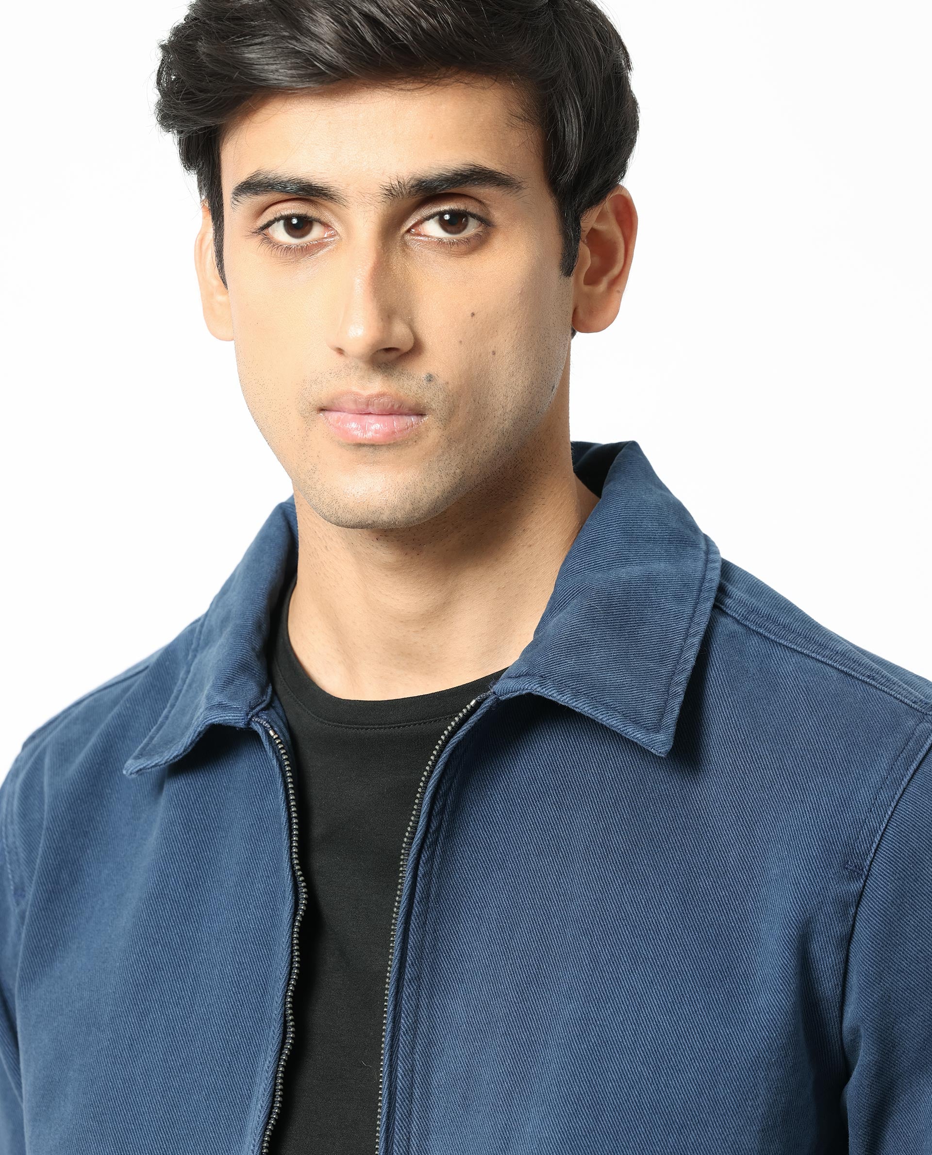 Rare Rabbit Men's Zale Navy Cotton Plain Regular Fit Full Sleeve Collared Shacket - Image 3