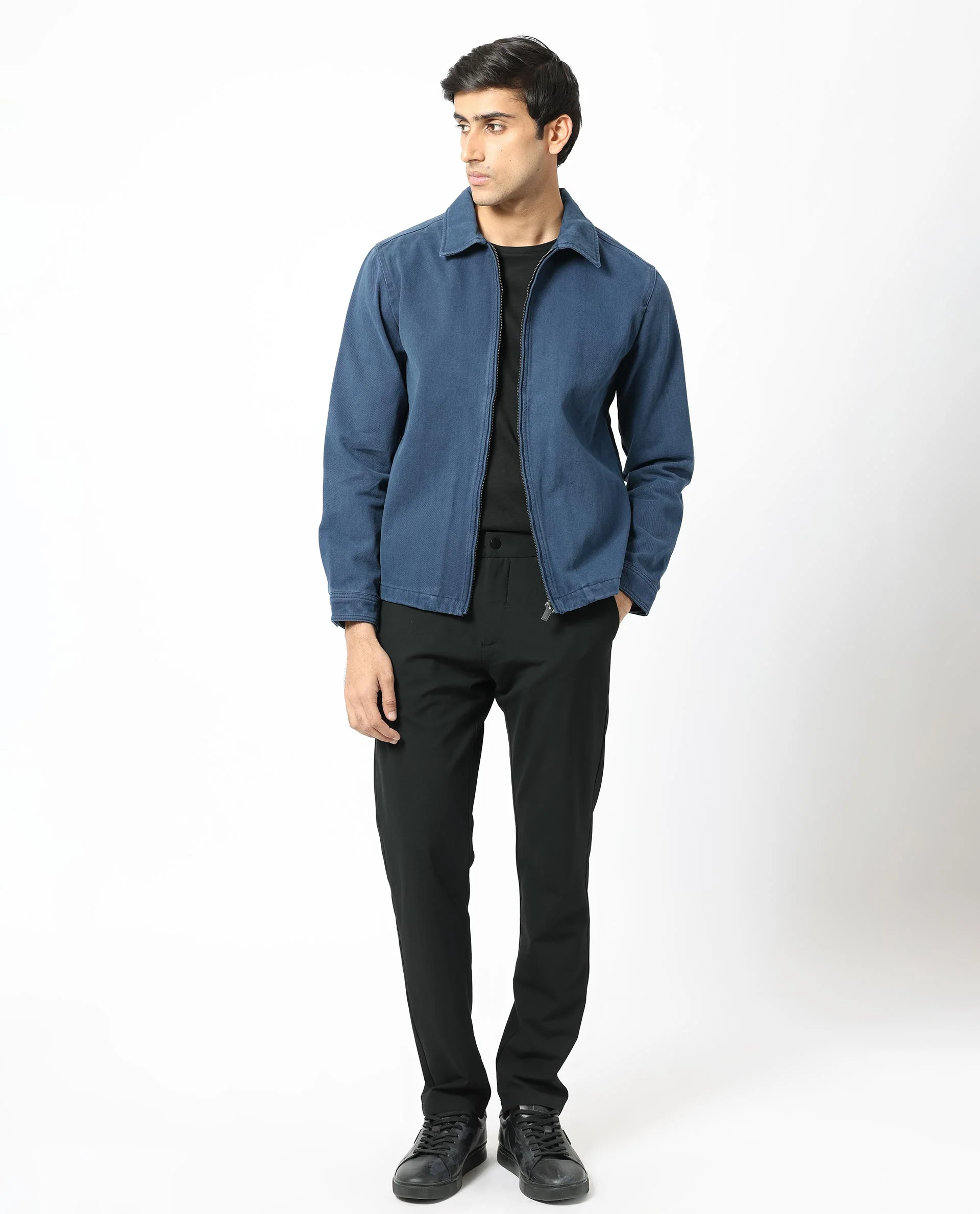 Rare Rabbit Men's Zale Navy Cotton Plain Regular Fit Full Sleeve Collared Shacket - Image 6
