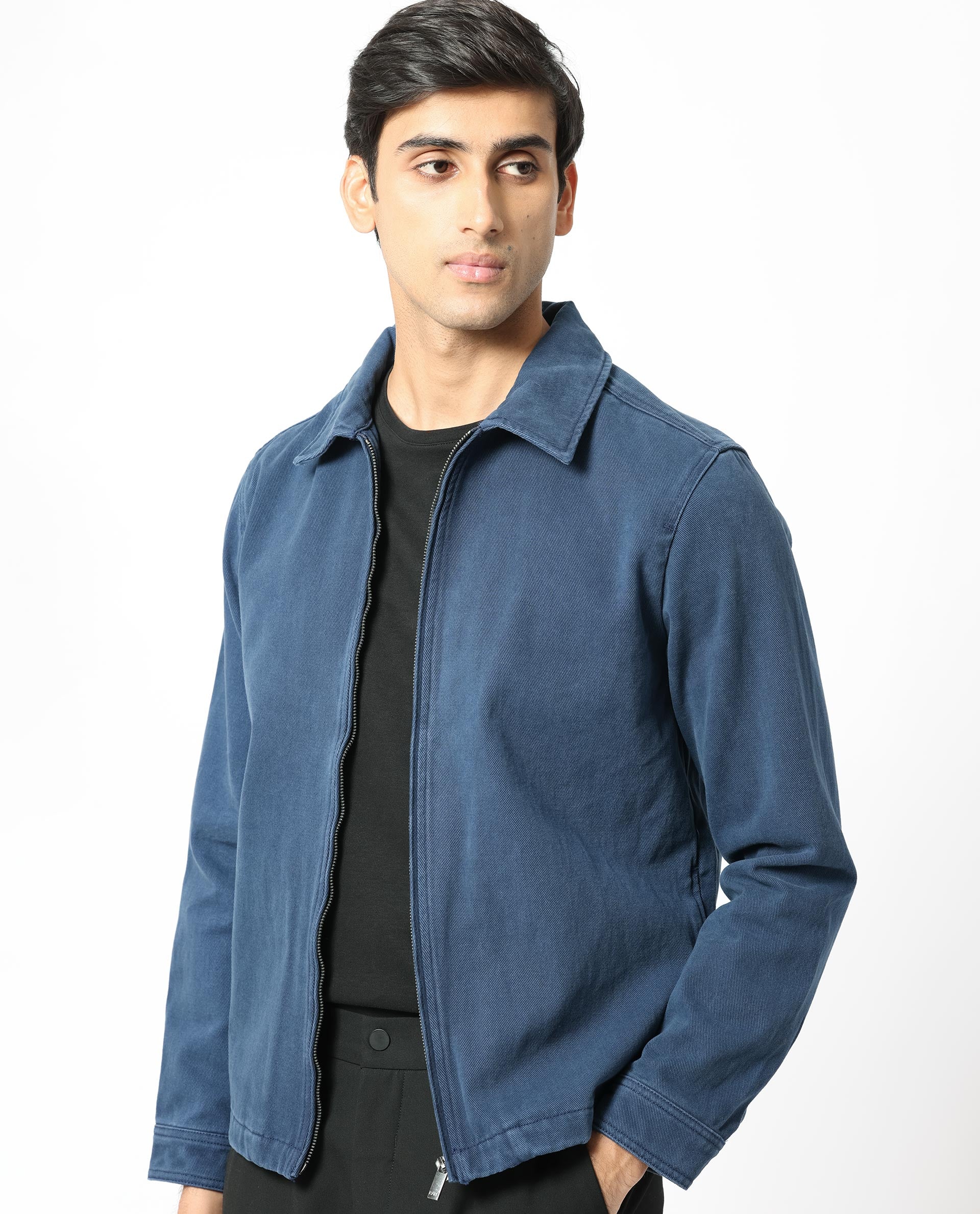 Rare Rabbit Men's Zale Navy Cotton Plain Regular Fit Full Sleeve Collared Shacket - Image 7