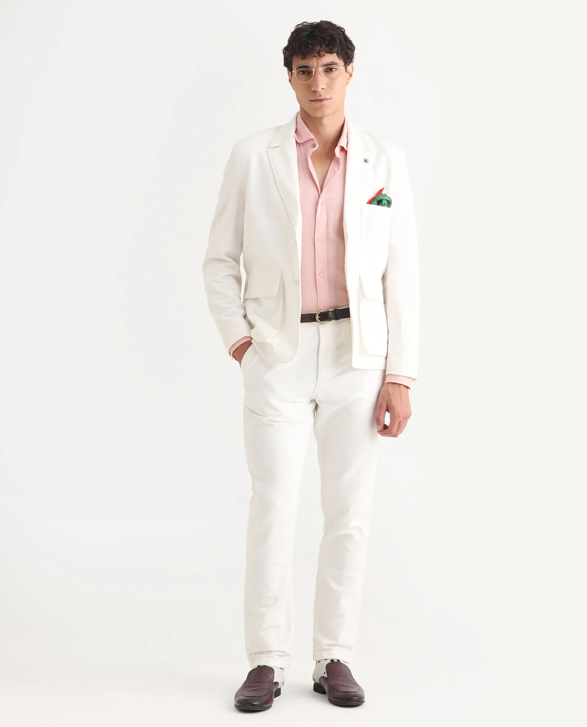 Rare Rabbit Men's Zalfo Off White Polyester Plain Regular Fit Full Sleeve Lapel Neck Jacket - Image 2